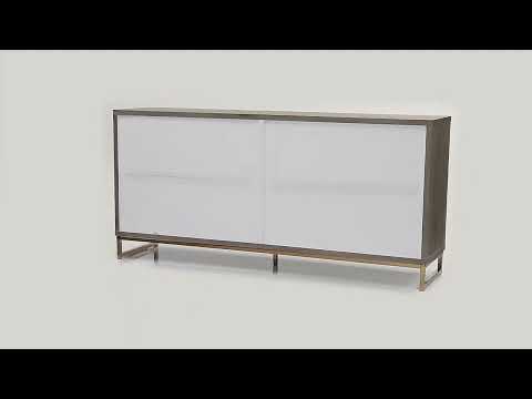 Paavan - Console Cabinet - White Marble Print Oak & Champagne, dark brown, view 5