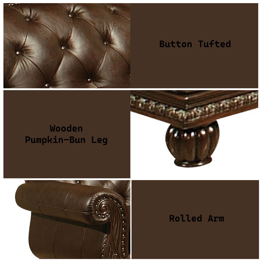 Anondale - Loveseat - Espresso Top Grain Leather Match & Cherry, dark brown, view 3
