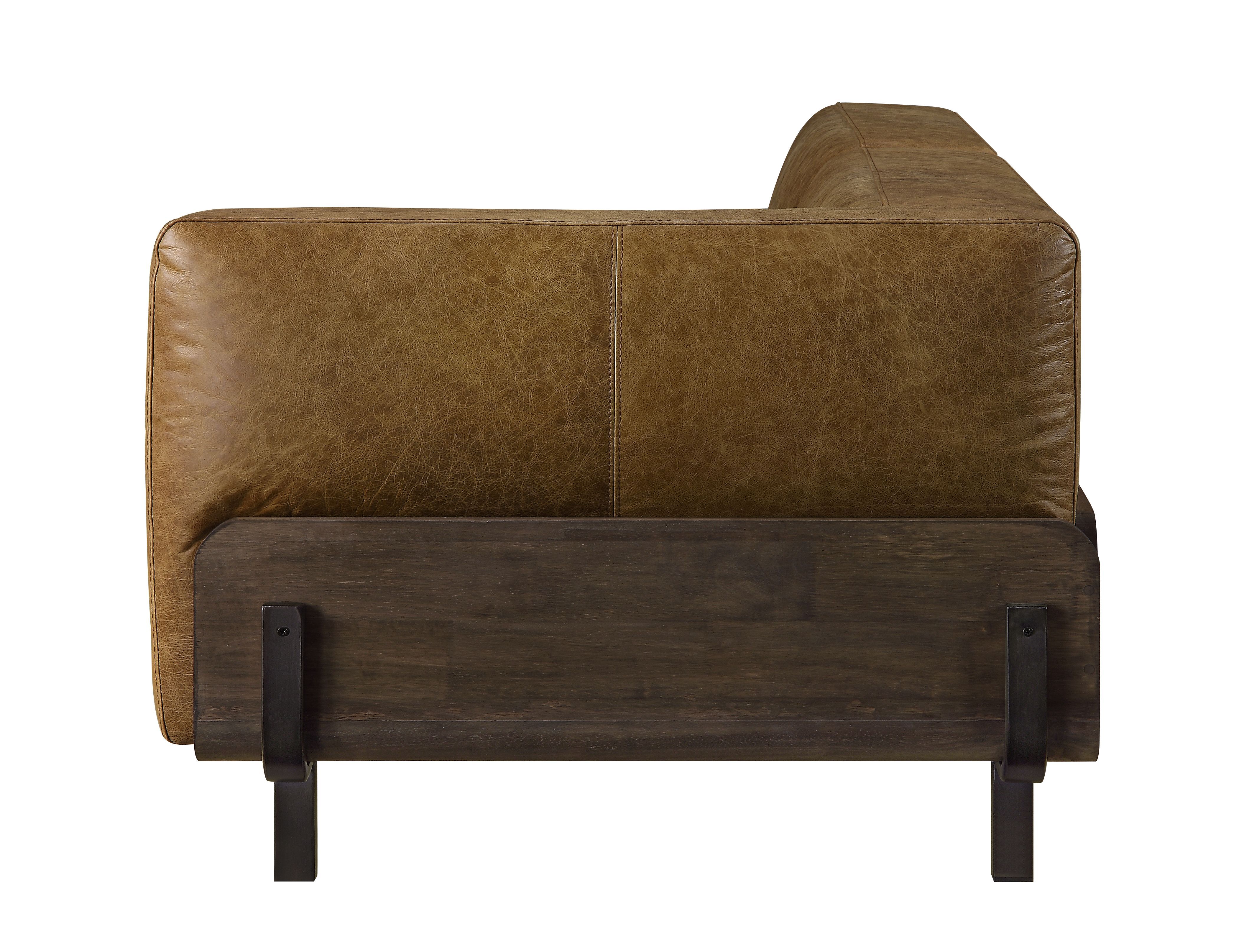 Blanca - Sofa - Chestnut Top Grain Leather & Rustic Oak, light brown, view 4