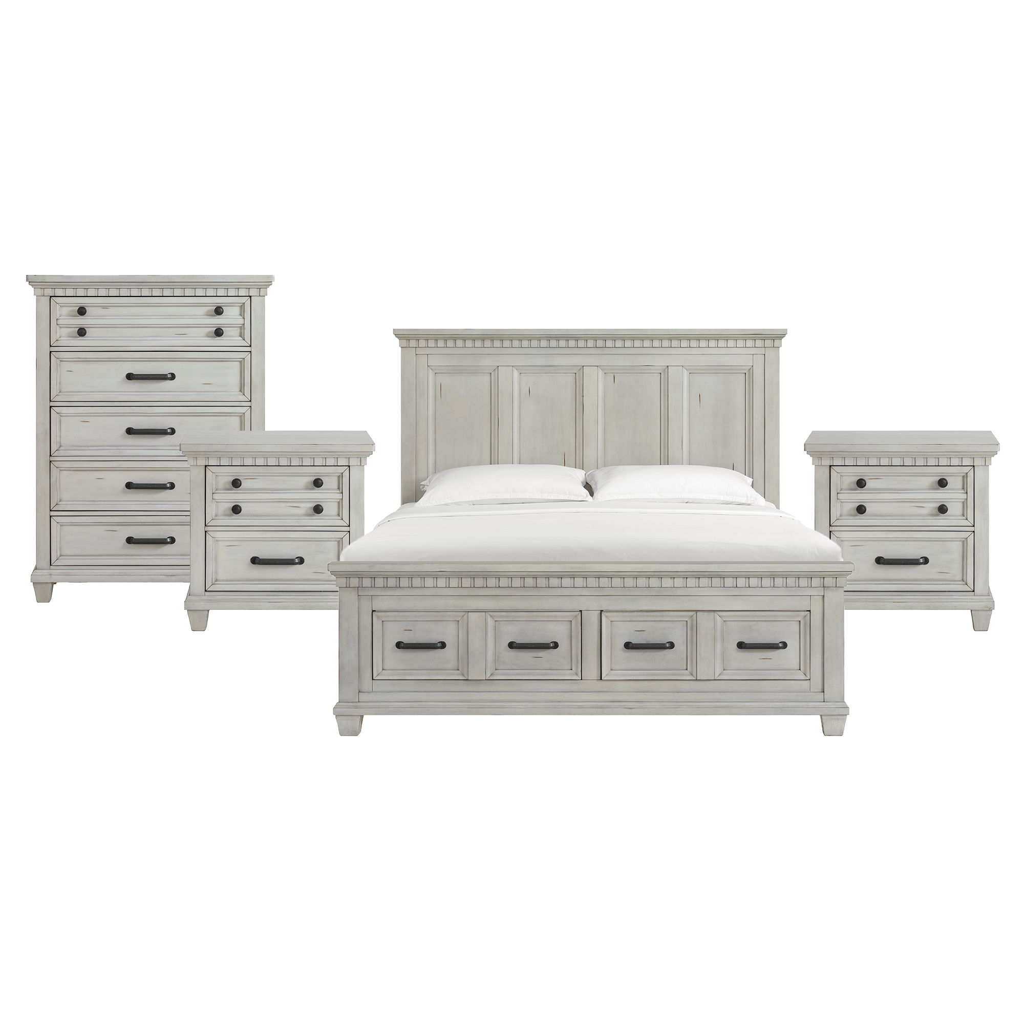 King · 4 Pc · Bedroom Set With 2 Nightstands & Chest