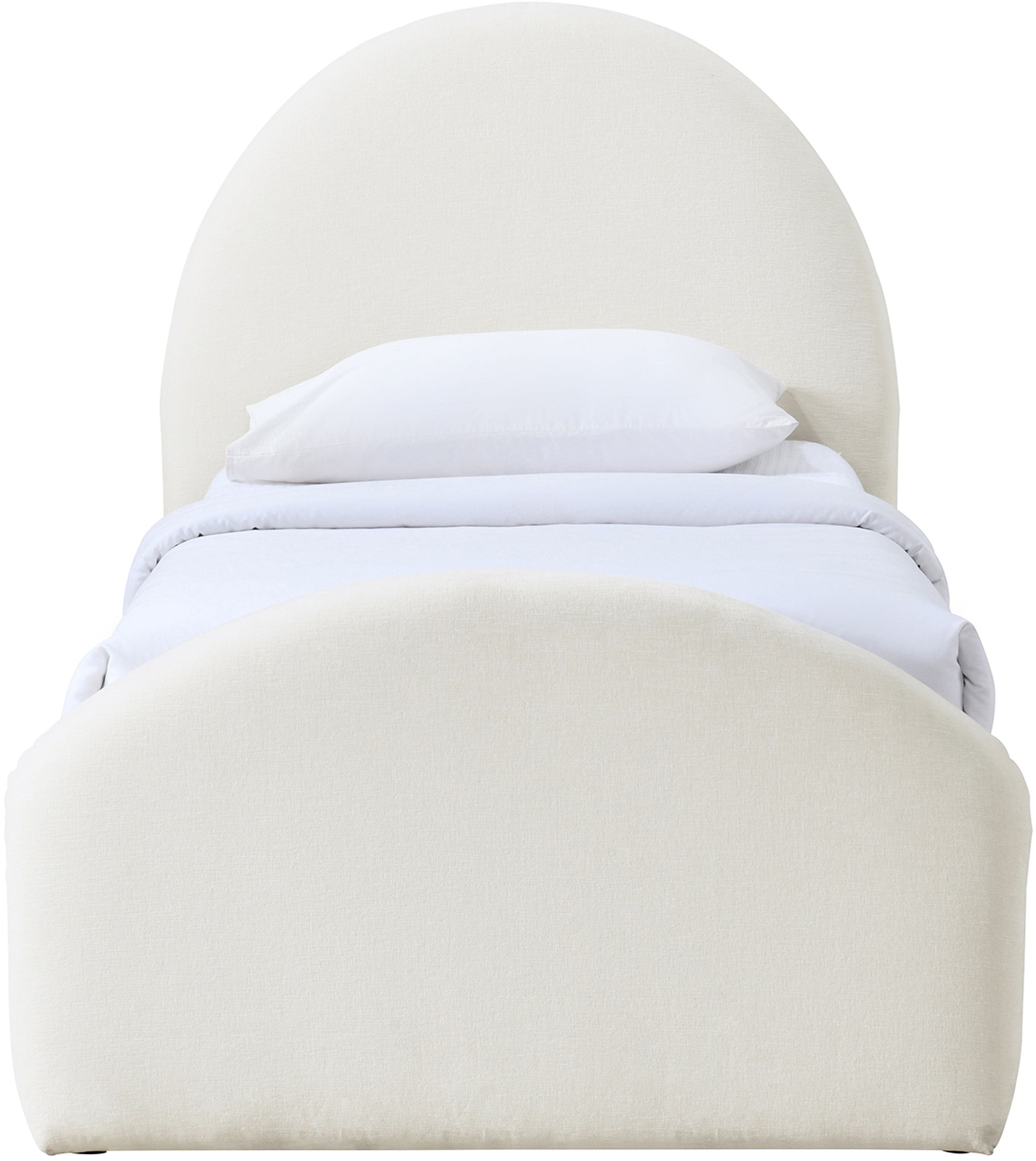 Andaz - Chenille Fabric Upholstered Twin Trundle Bed - Cream