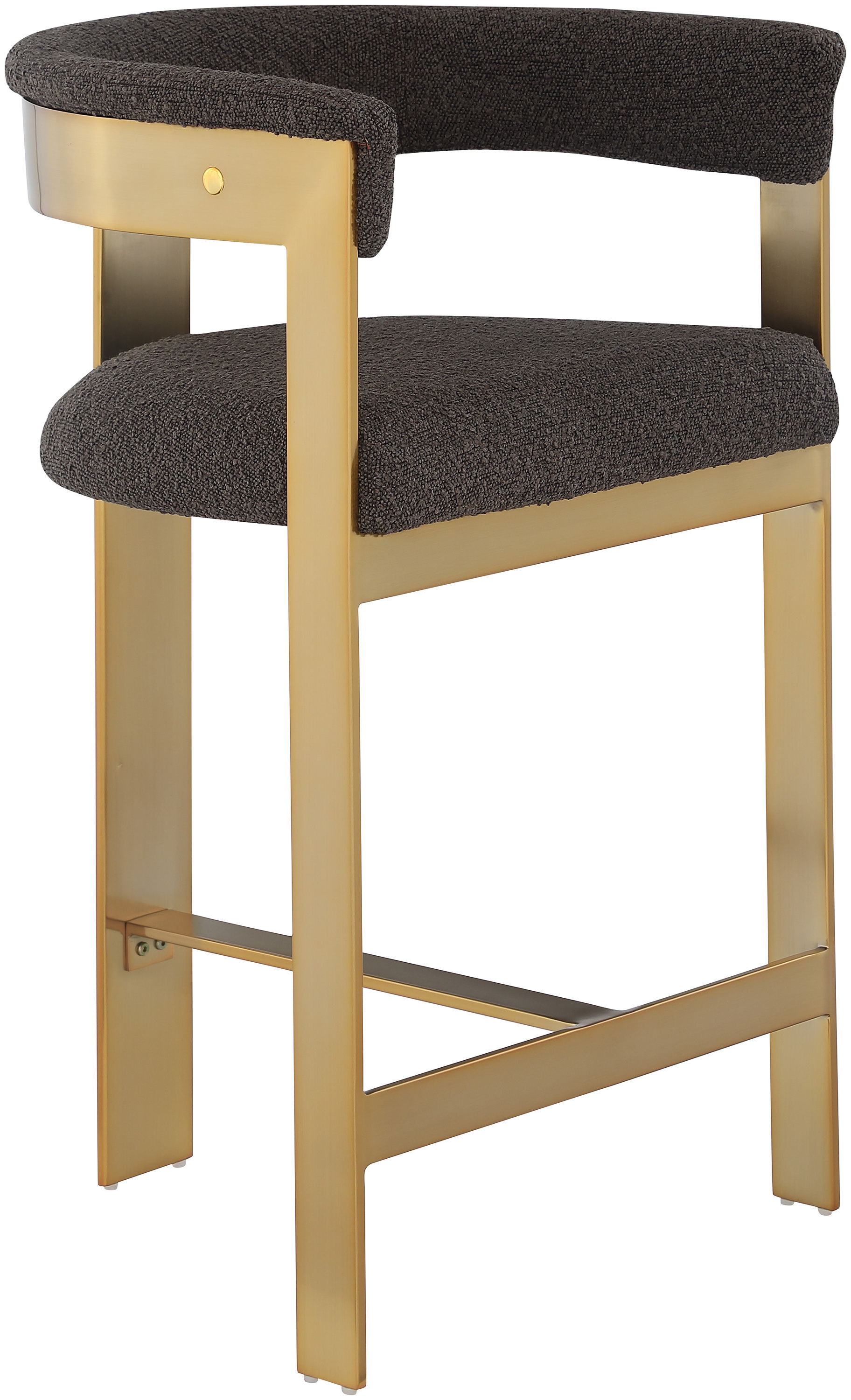Romeo - Boucle Counter Stool With Gold Base (Set of 2) - Brown