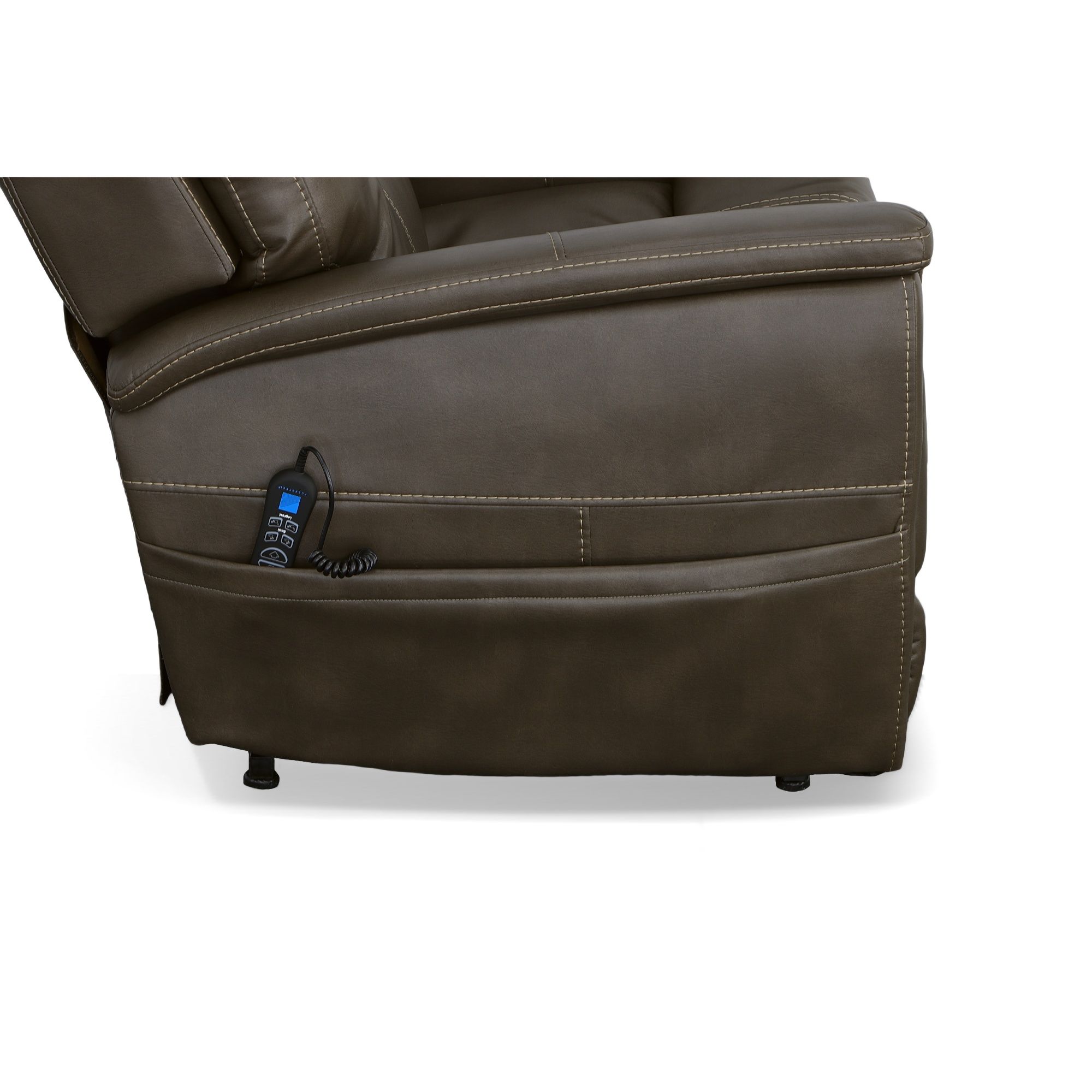 Shaw - Power Lift Recliner With Power Headrest & Lumbar - Driftwood, dark brown, view 6