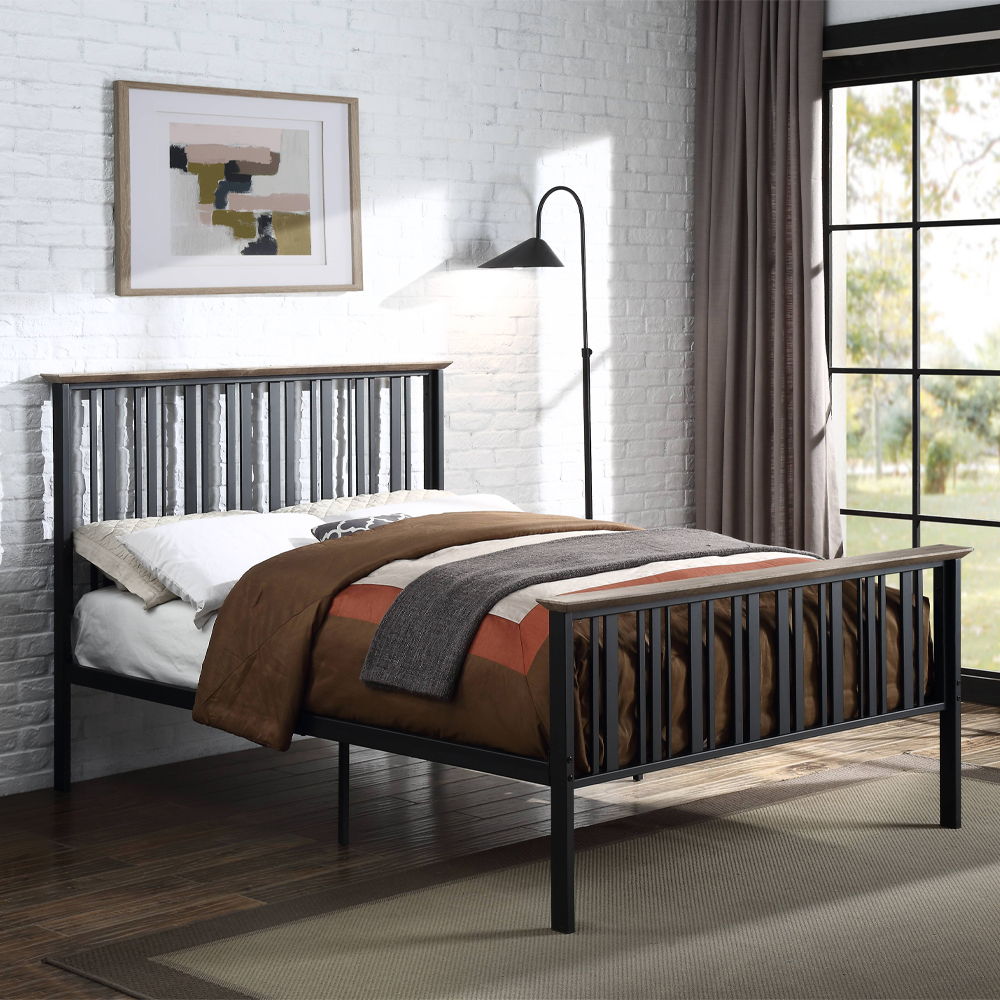 Zudora - Full Bed - Antique Oak & Black, black