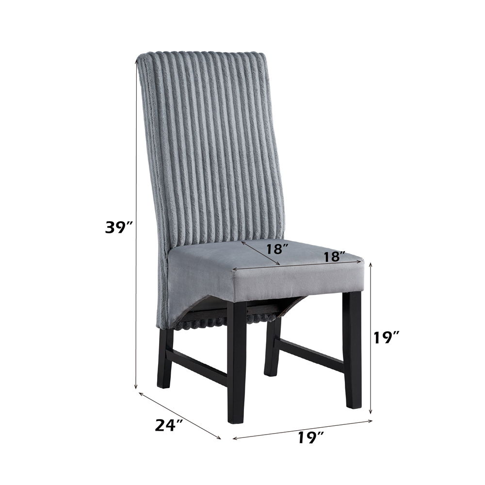 Kini - Side Chair (Set of 2) - Gray Corduroy & Black, gray, view 4