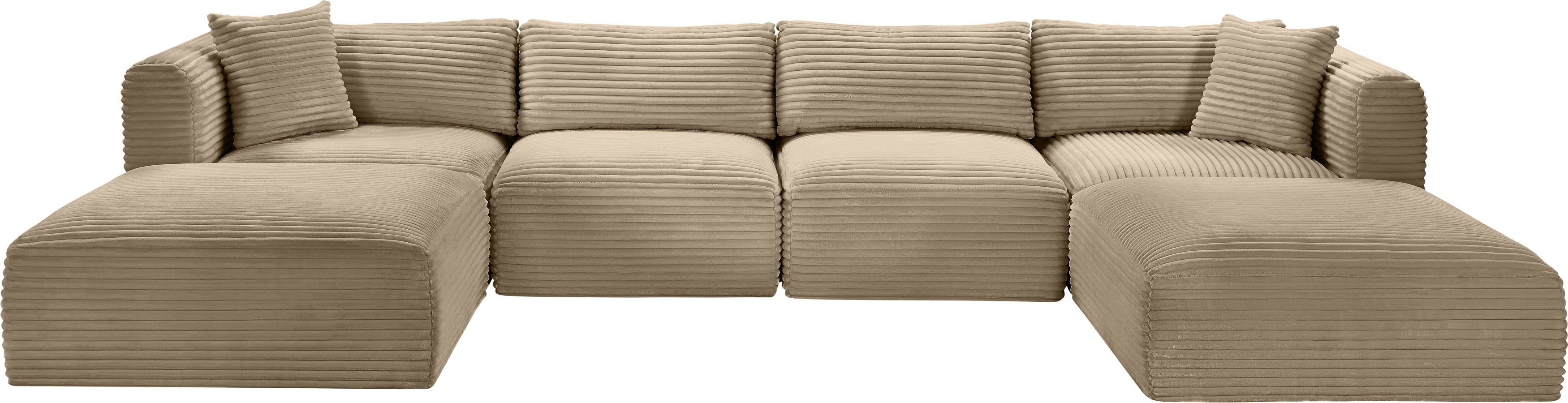 Shaggy - 6 Piece Modular Sectional With 2 Ottomans - Taupe
