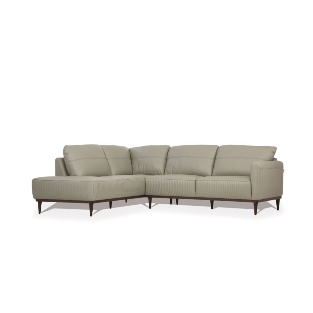 Tampa - 33" Sectional Sofa - Airy Green Leather, green