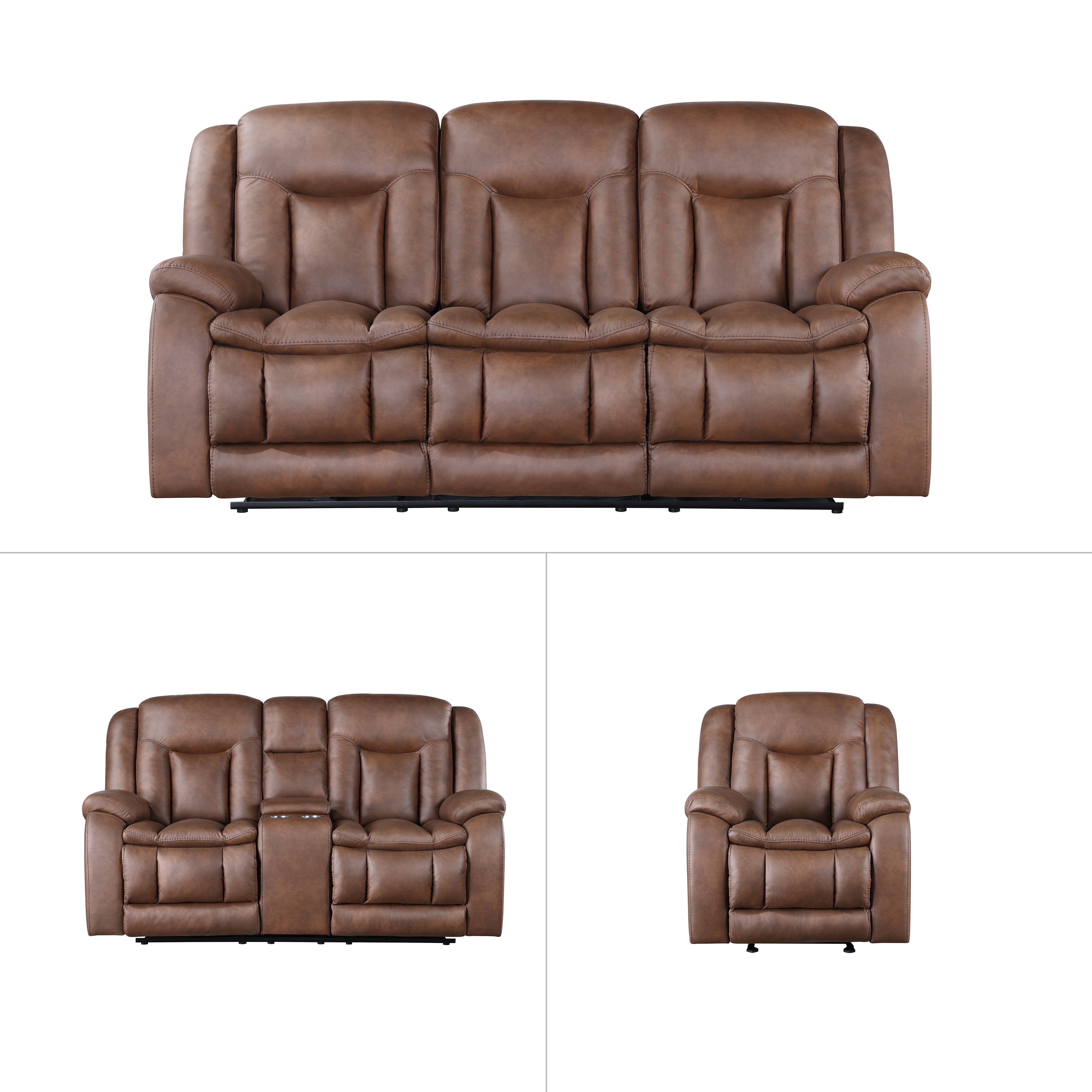 3 Pc · P1 Sofa & Loveseat & Recliner With Power Footrest