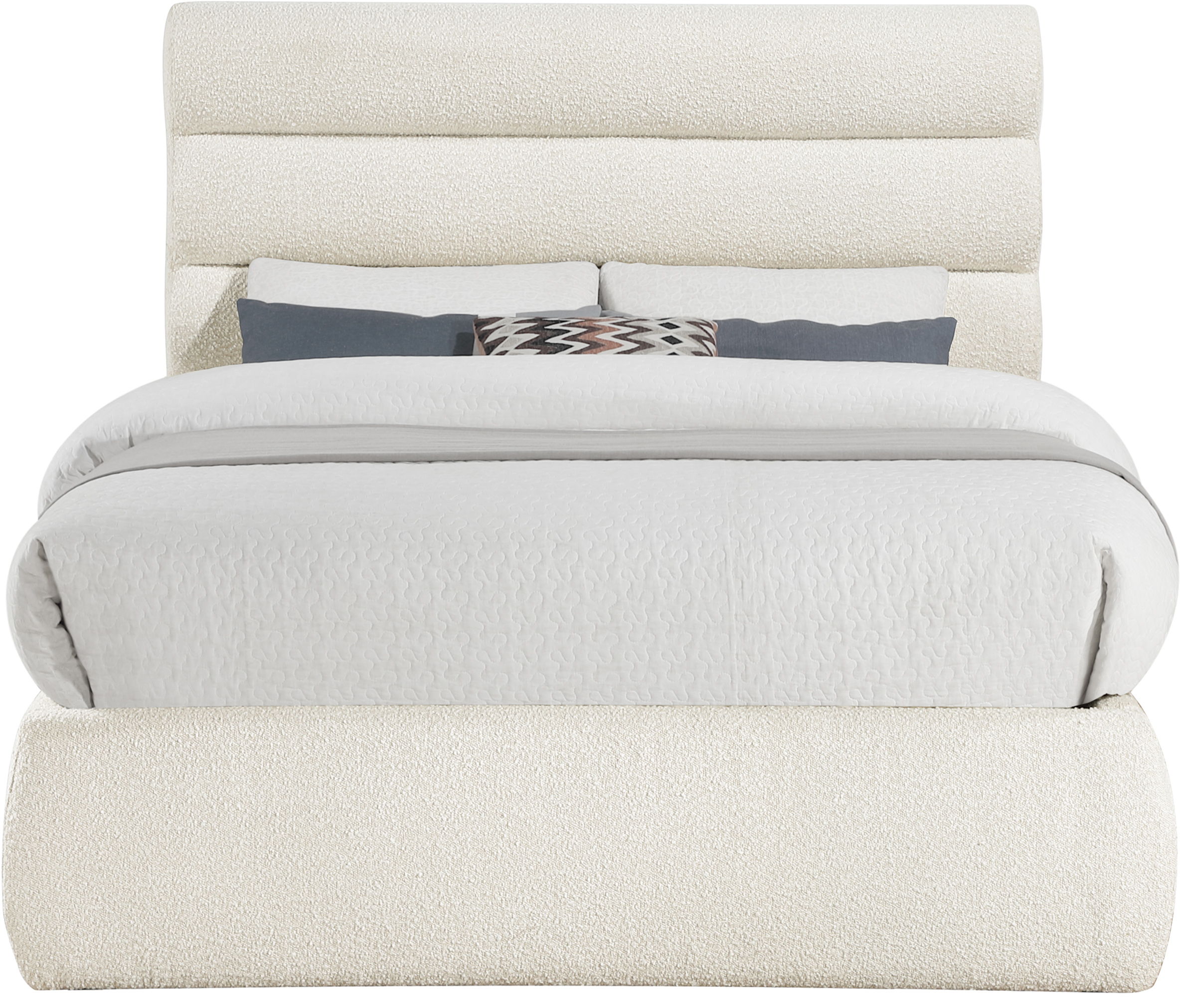 Adam - Boucle Fabric Full Bed With 52" Headboard - White