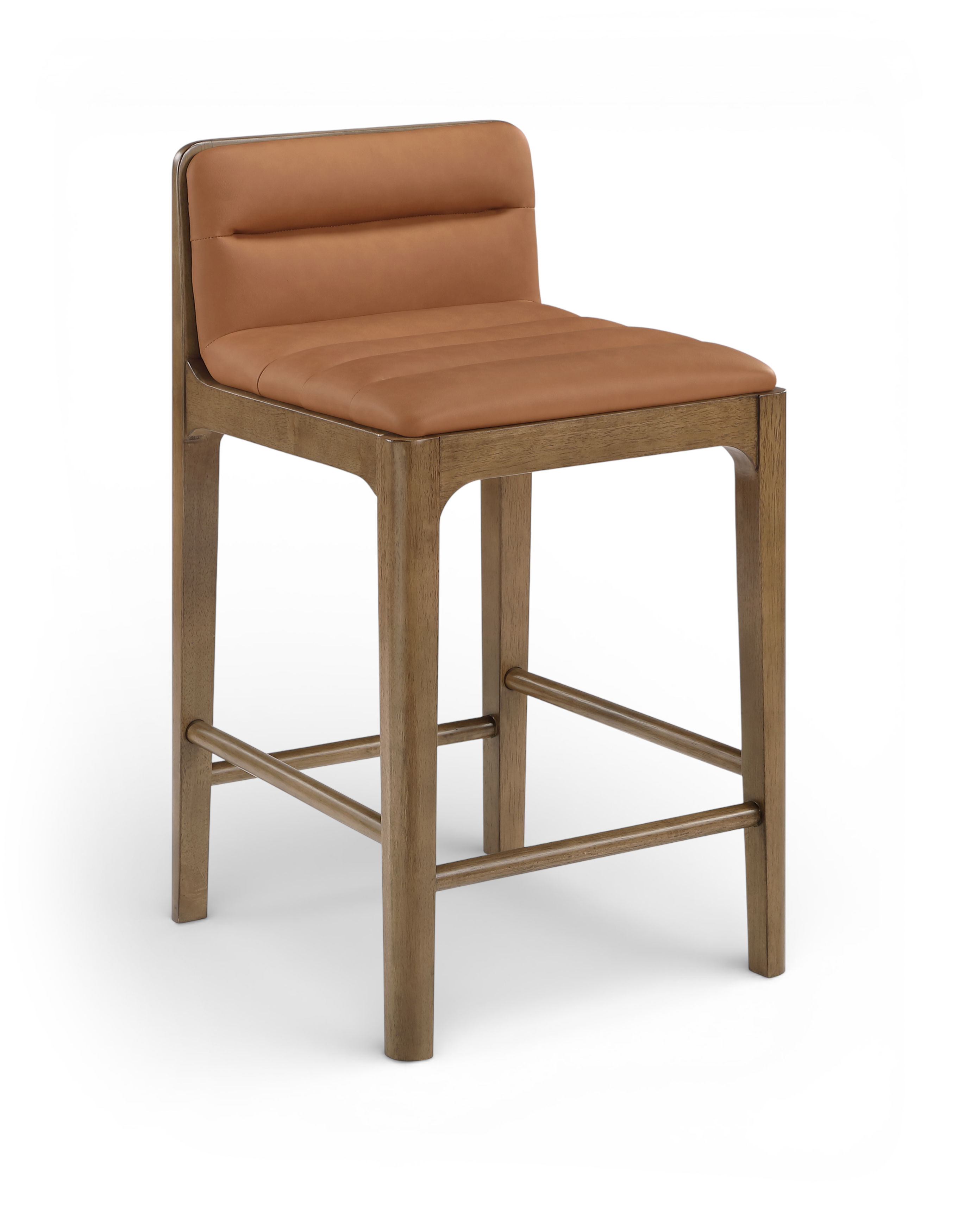 Ellis - Vegan Leather Upholstered Counter Stool (Set of 2) - Cognac