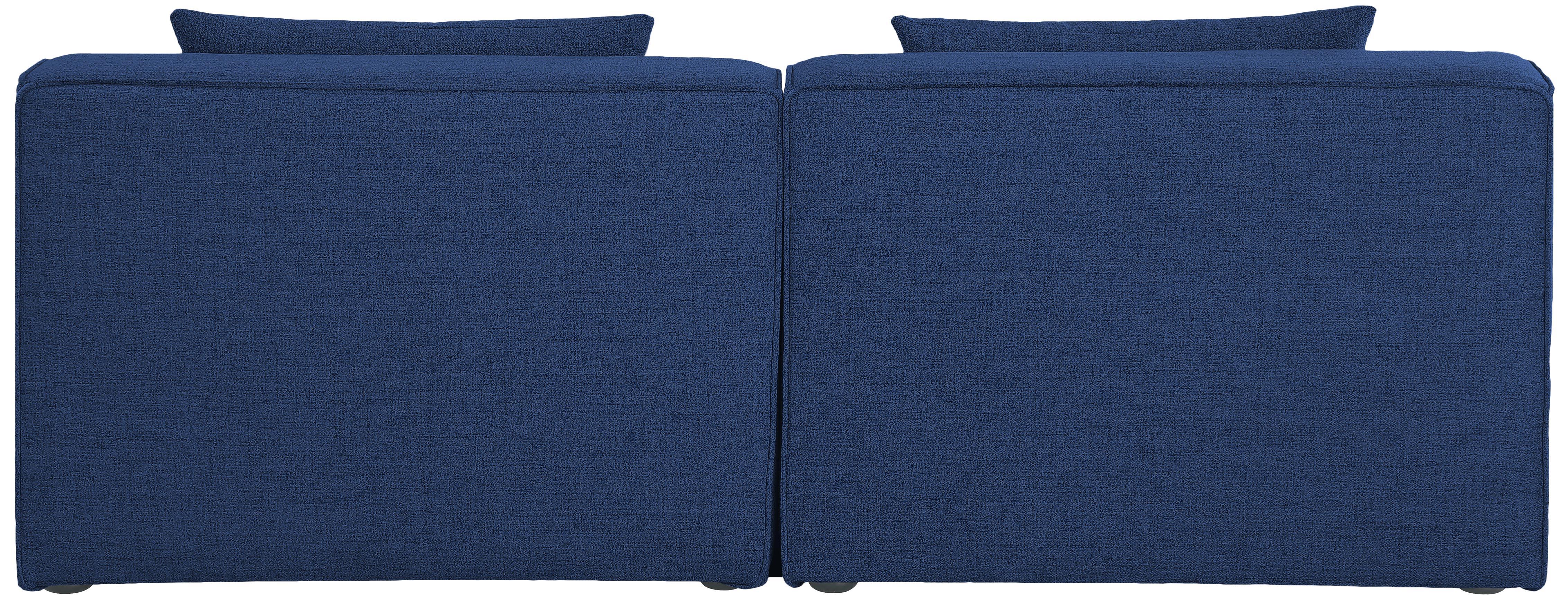 Cube - Linen Modular 2 Piece Armless Sofa - Navy