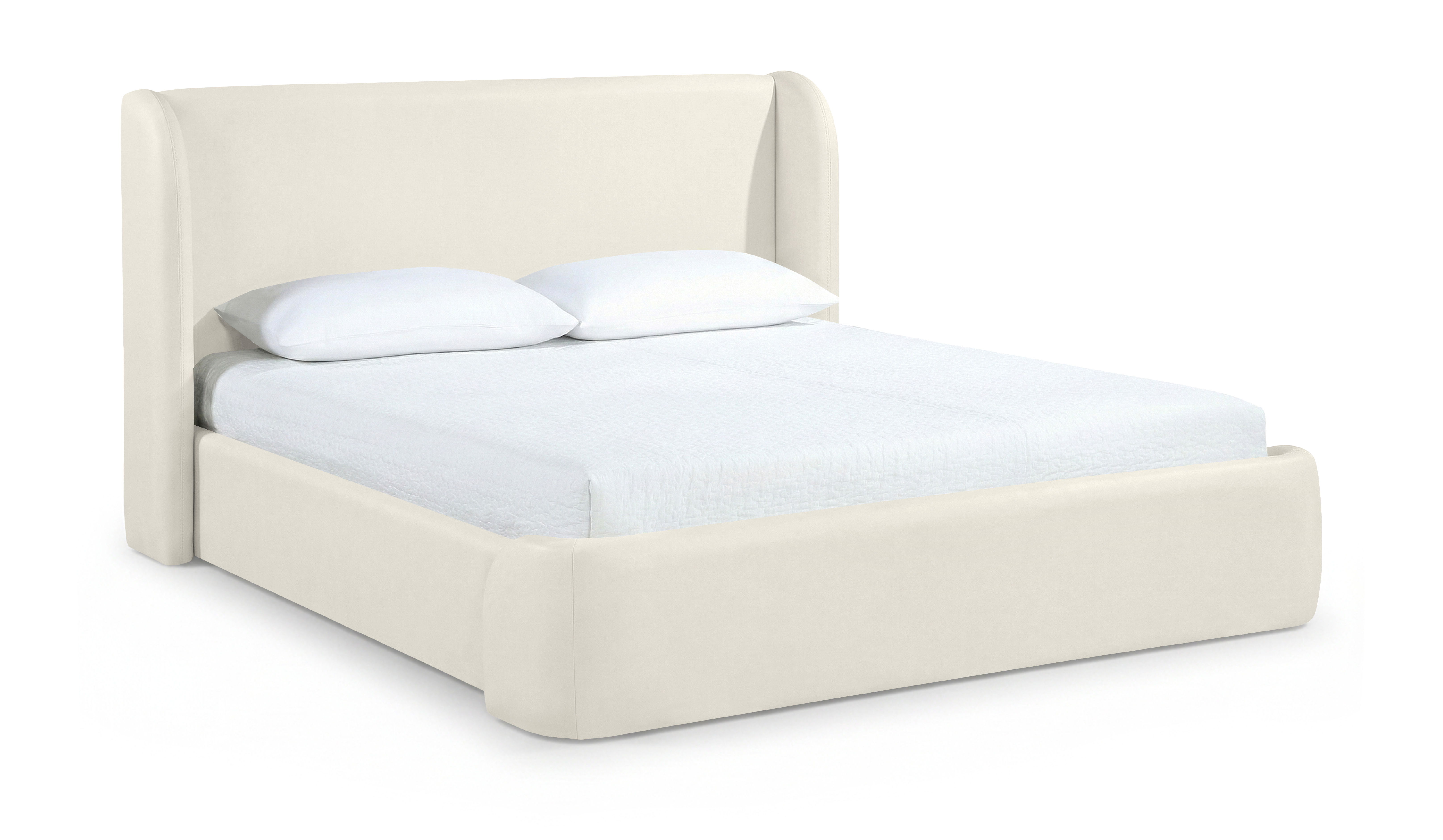 Warby - Vegan Leather Upholstered King Bed - Cream