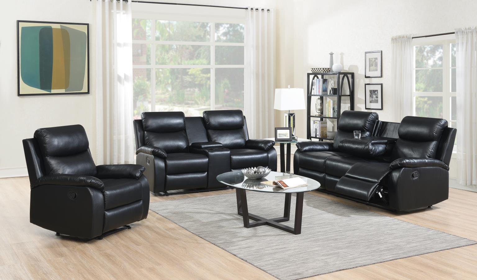 U184 - 3 Piece Living Room Set (Motion Sofa & Motion Loveseat, Motion Chair) - Black