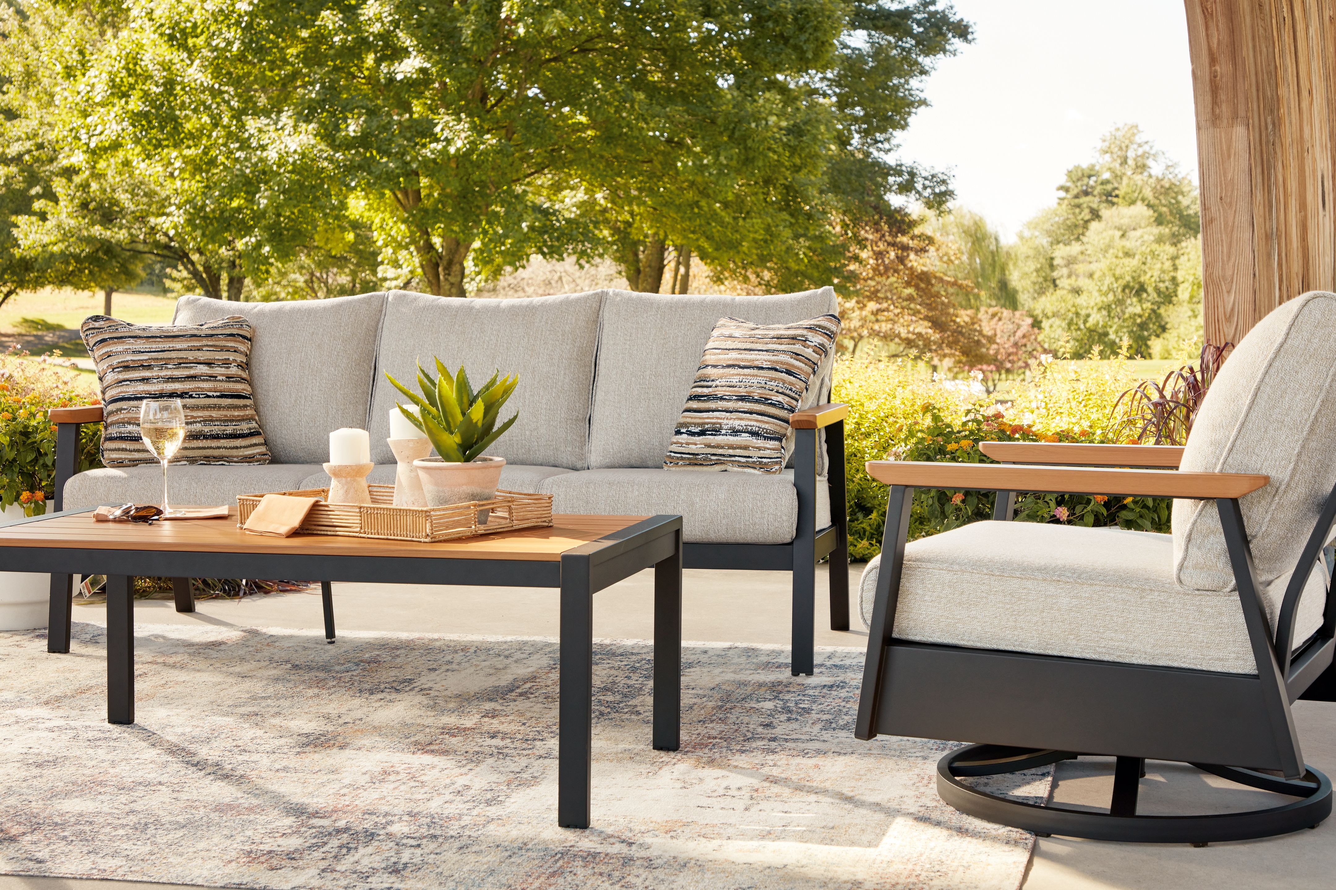 Ashley Furniture Carmel Highlands - Sofa, Chairs, Table Set (Set of 4) - Dark Brown - Image 5