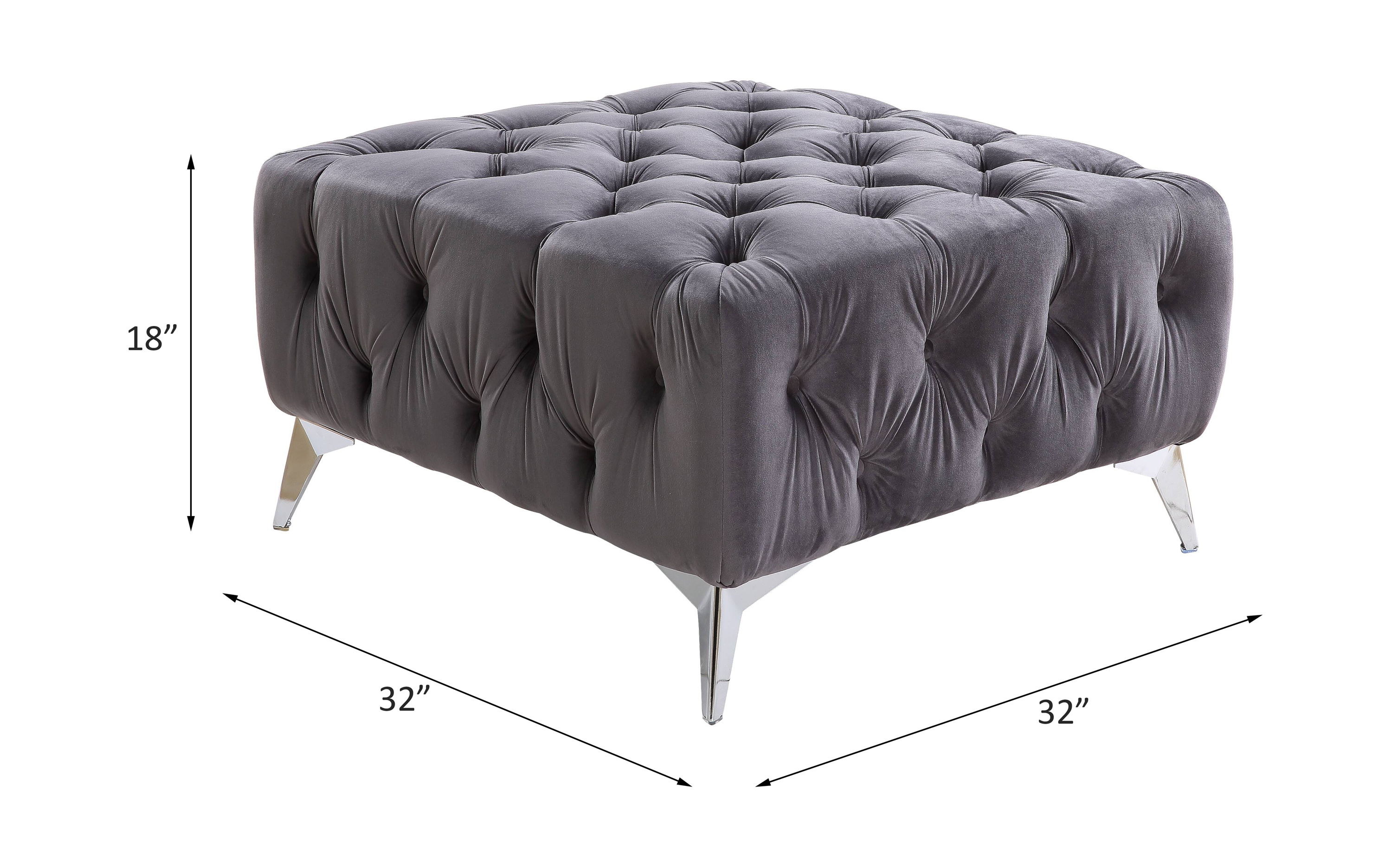 Wugtyx - Ottoman - Dark Grayvelvet, dark gray, view 3
