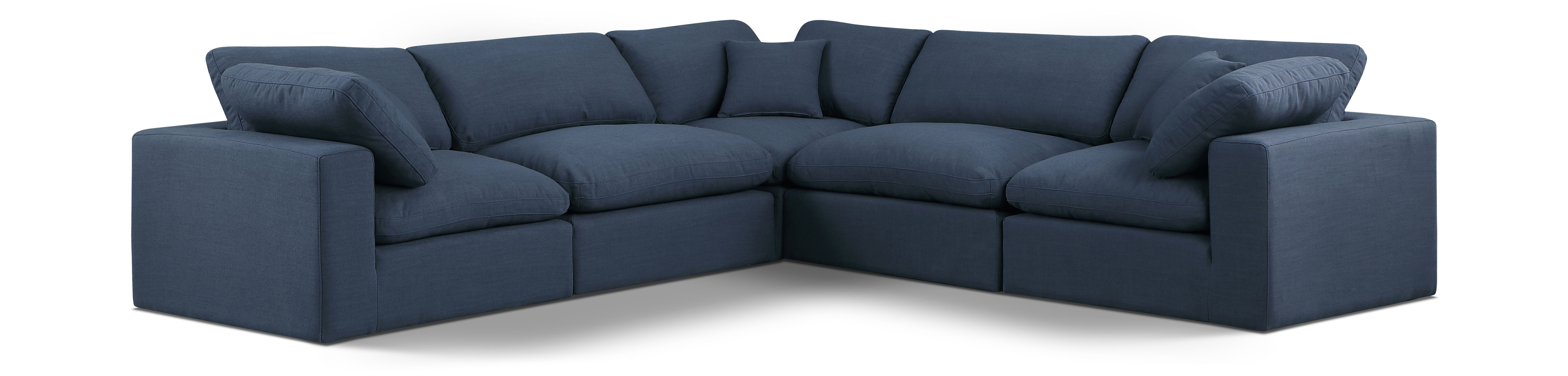 Comfy - 5 Piece Linen Modular Corner Sectional - Blue