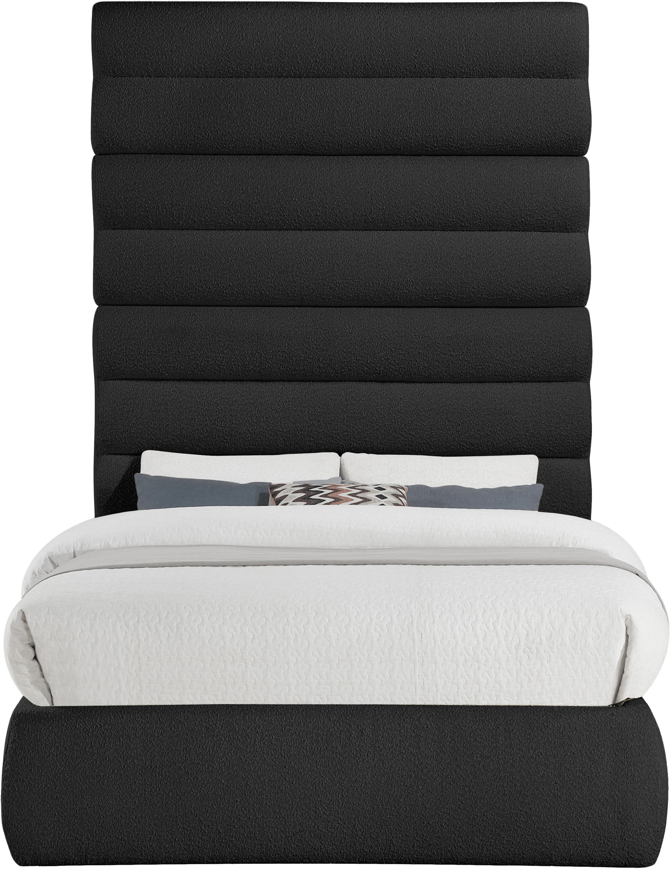 Adam - Boucle Fabric Full Bed With 89" Headboard - Black