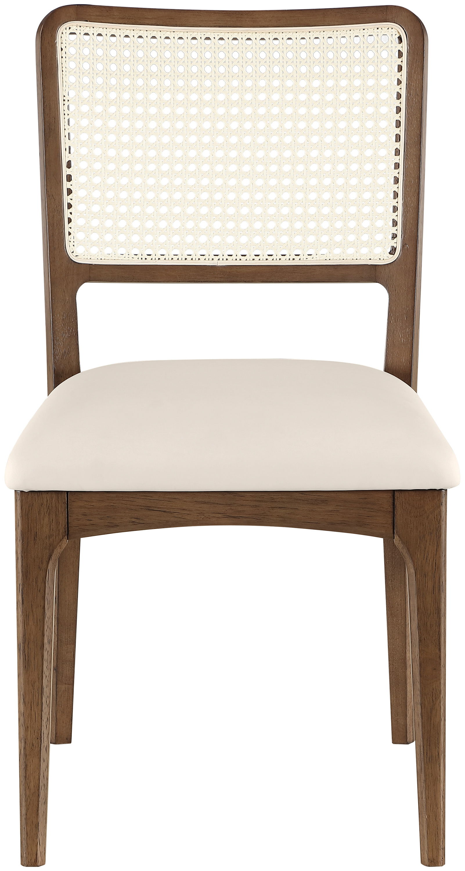 Atrium - Cane Back And Vegan Leather Upholstered Seat Dining Chair (Set of 2) - Cream / Brushed Brown