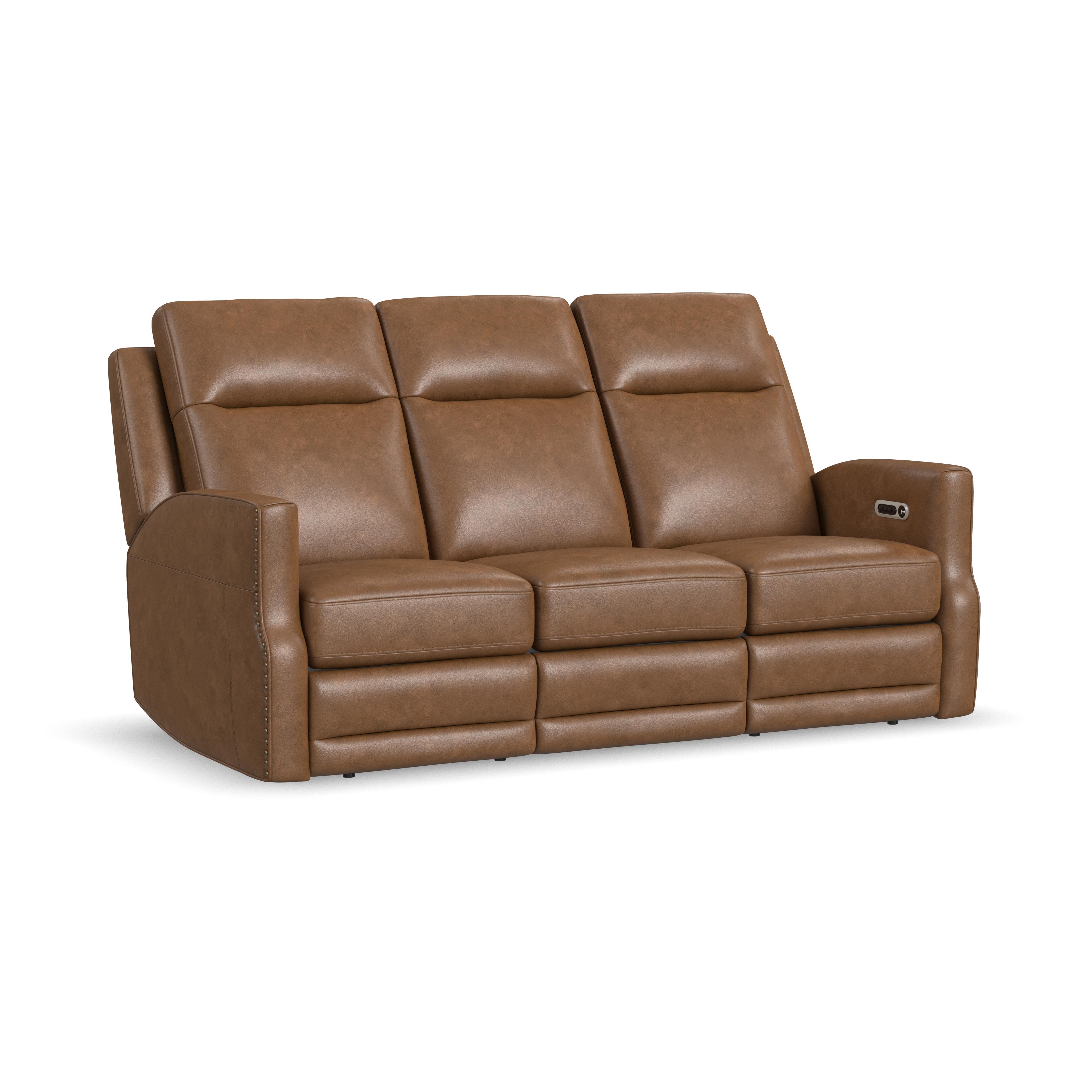 Maxwell - Power Reclining Sofa With Power Headrests And Lumbar - Cedar, light brown