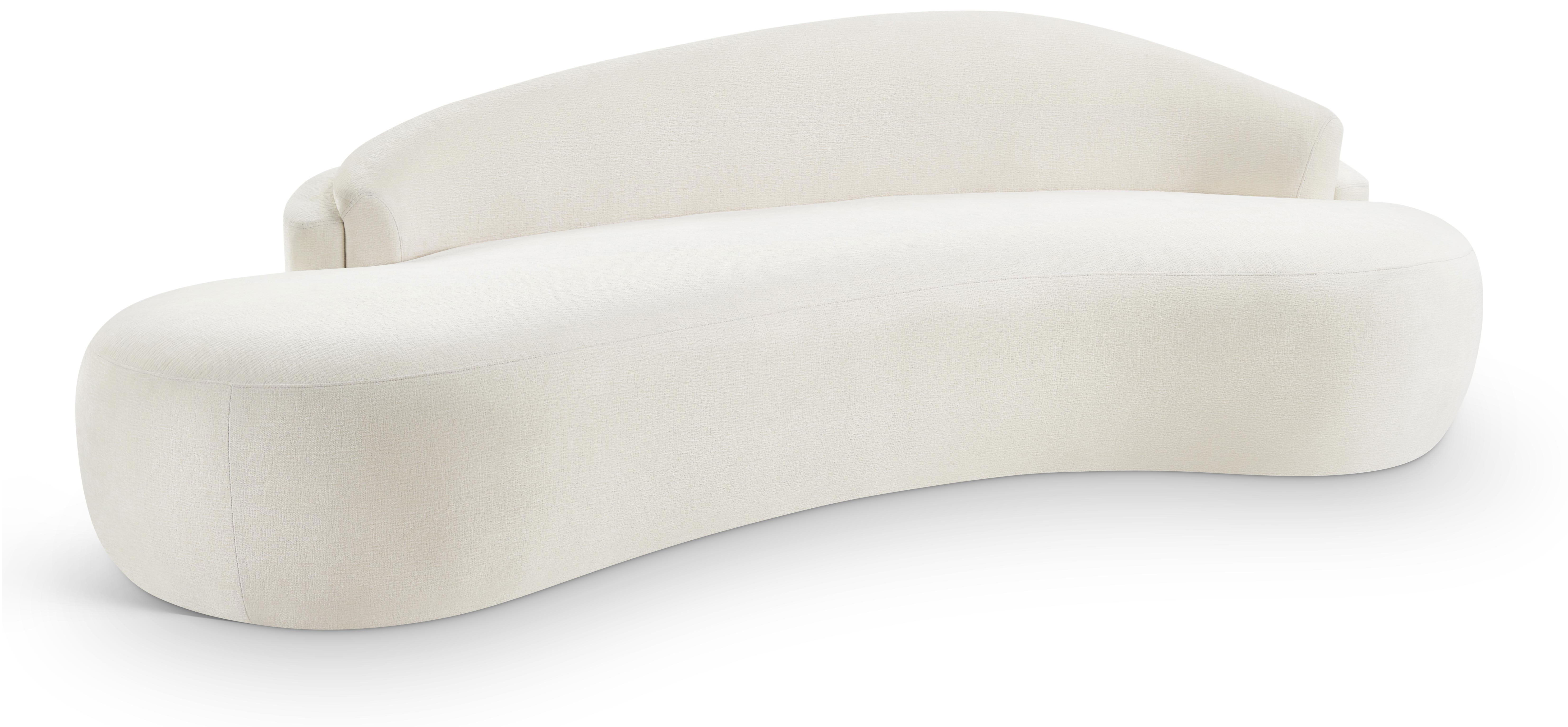 Caspian - Chenille Fabric 101" Upholstered Sofa - Cream