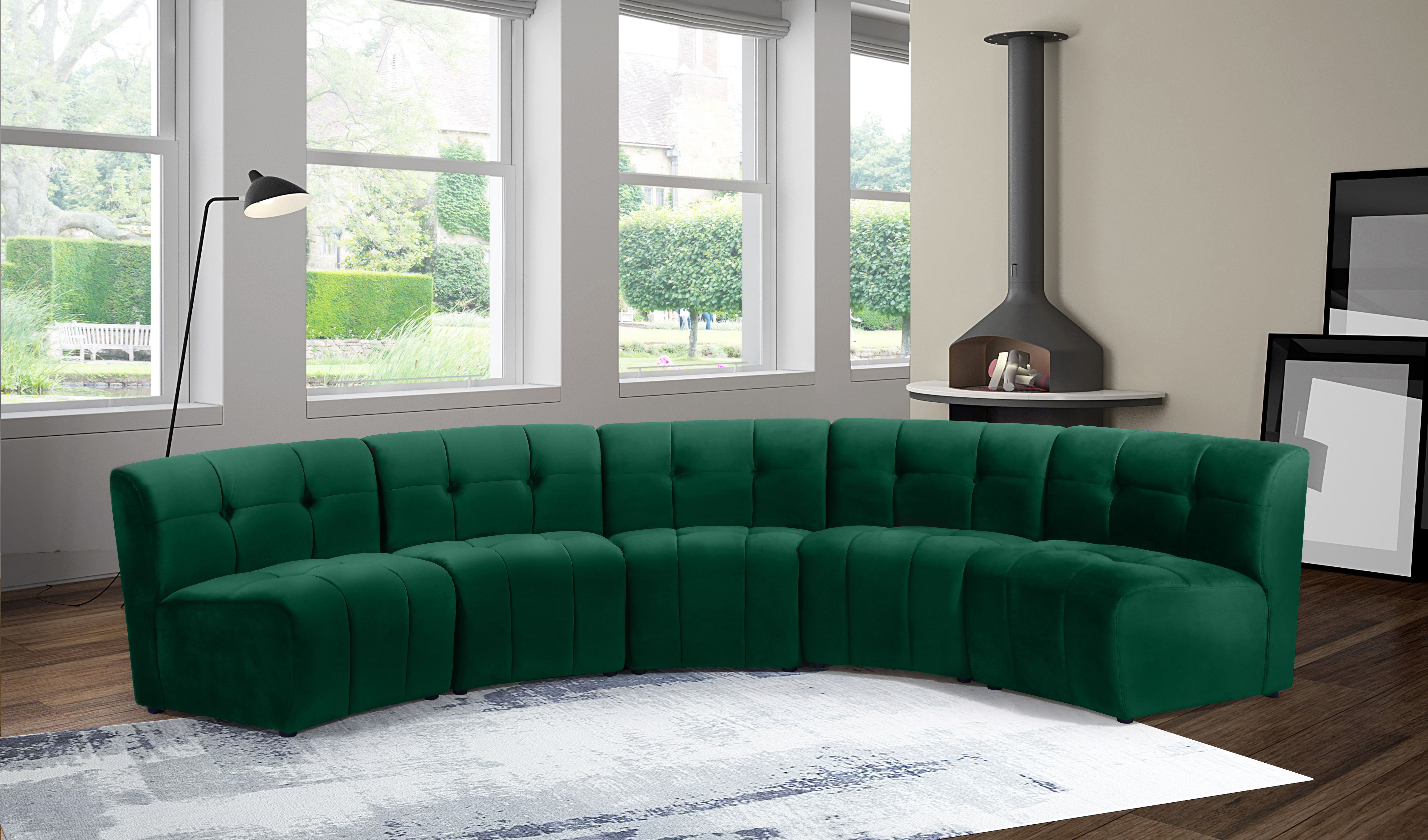 Limitless - 5 Piece Modular Sectional - Green
