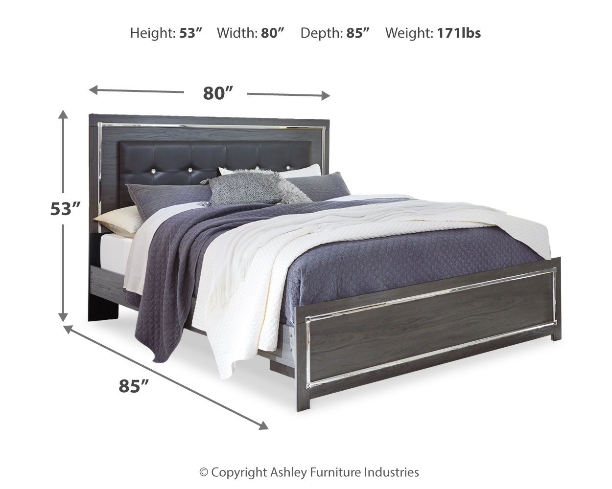 Ashley Furniture Lodanna - King Panel Bed - Gray - Image 4