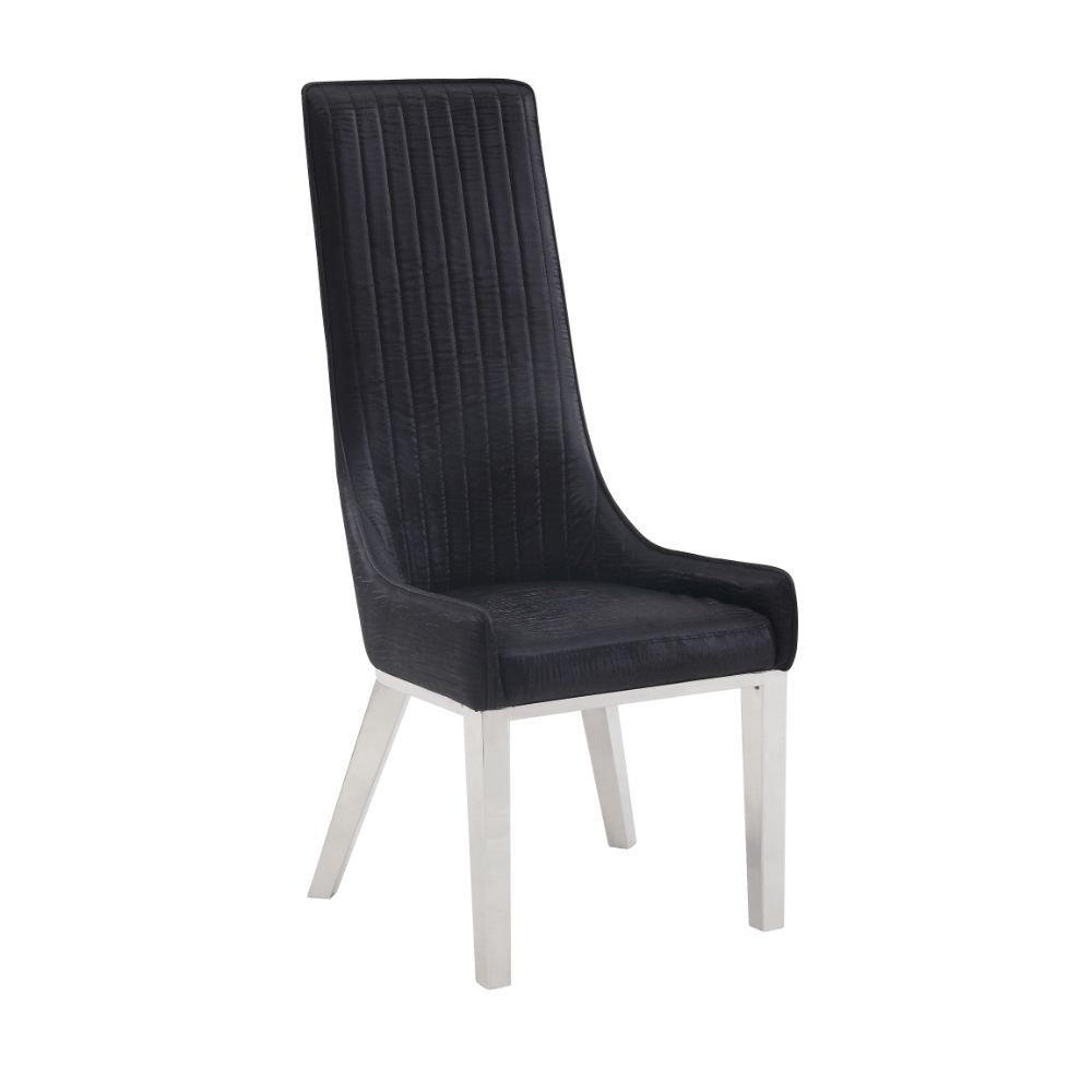 Gianna - Side Chair (Set of 2) - Black Velvet & Stainless Steel, black