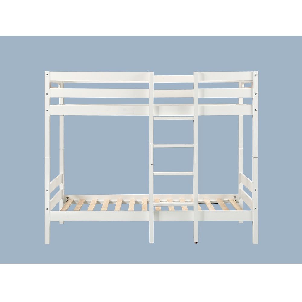 Esin - Twin Over Twin Bunk Bed - White, white, view 5