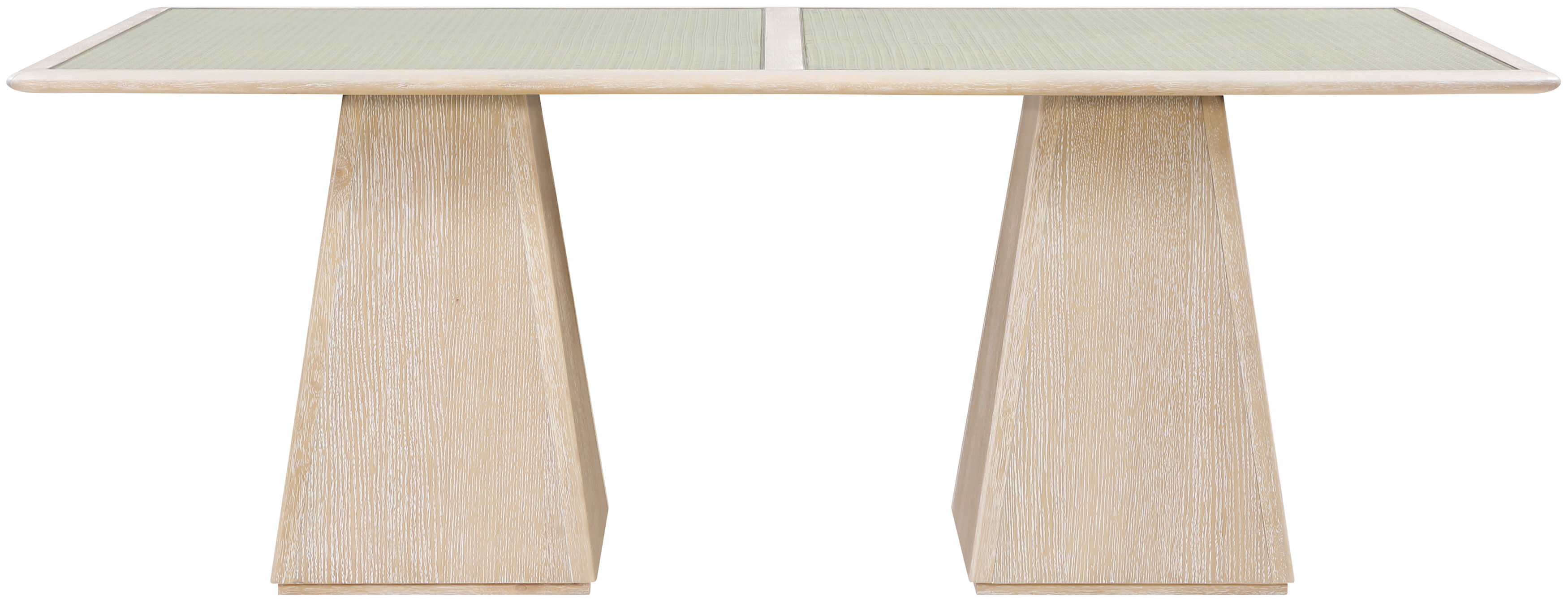 Atrium - 78" Glass Top And Wood Base Dining Table - Natural