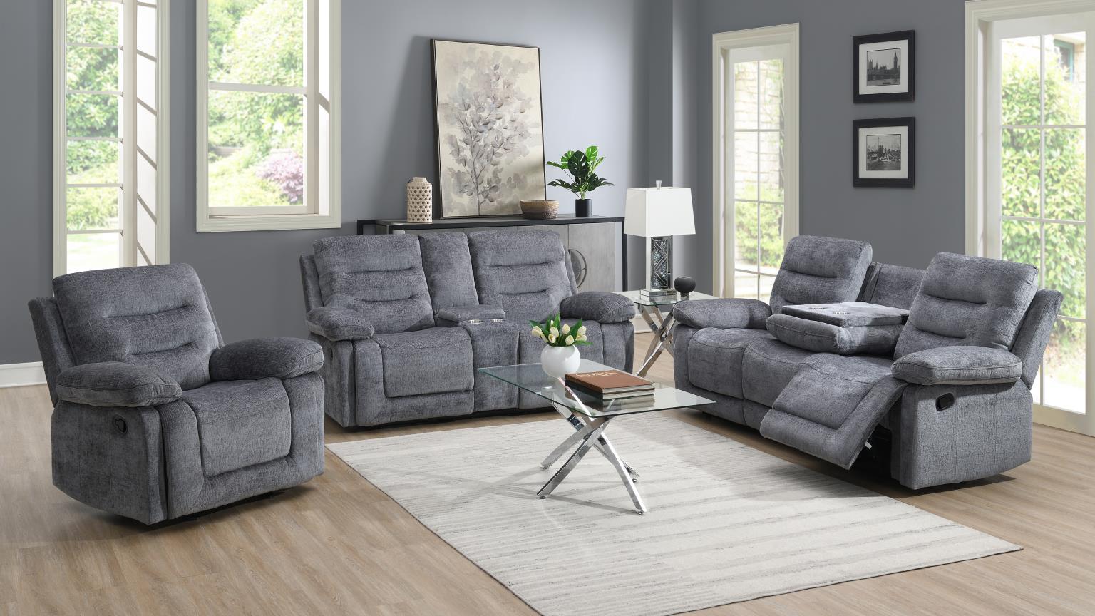 U152 - 2 Piece Living Room Set (Reclining Sofa & Reclining Loveseat) - Gray