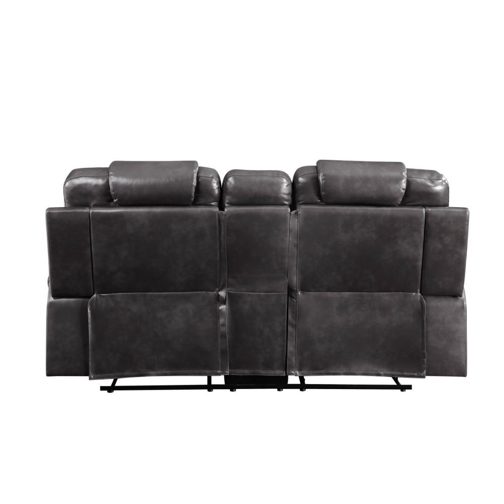 Braylon - Motion Loveseat With Console - Magnetite Synthetic Leather, black, view 3
