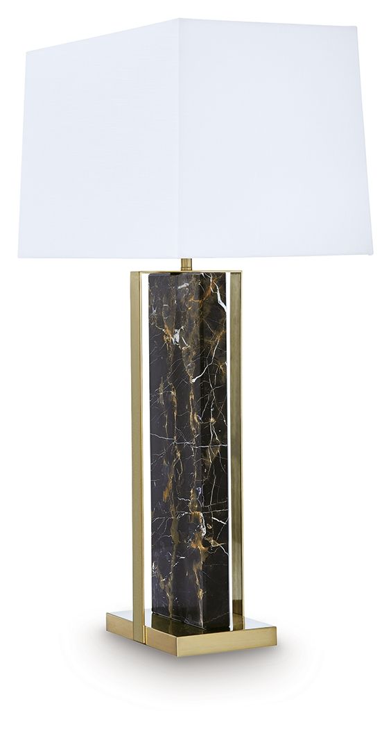Ashley Furniture Neonish - Marble Table Lamp - Black / Gold Finish - Image 3