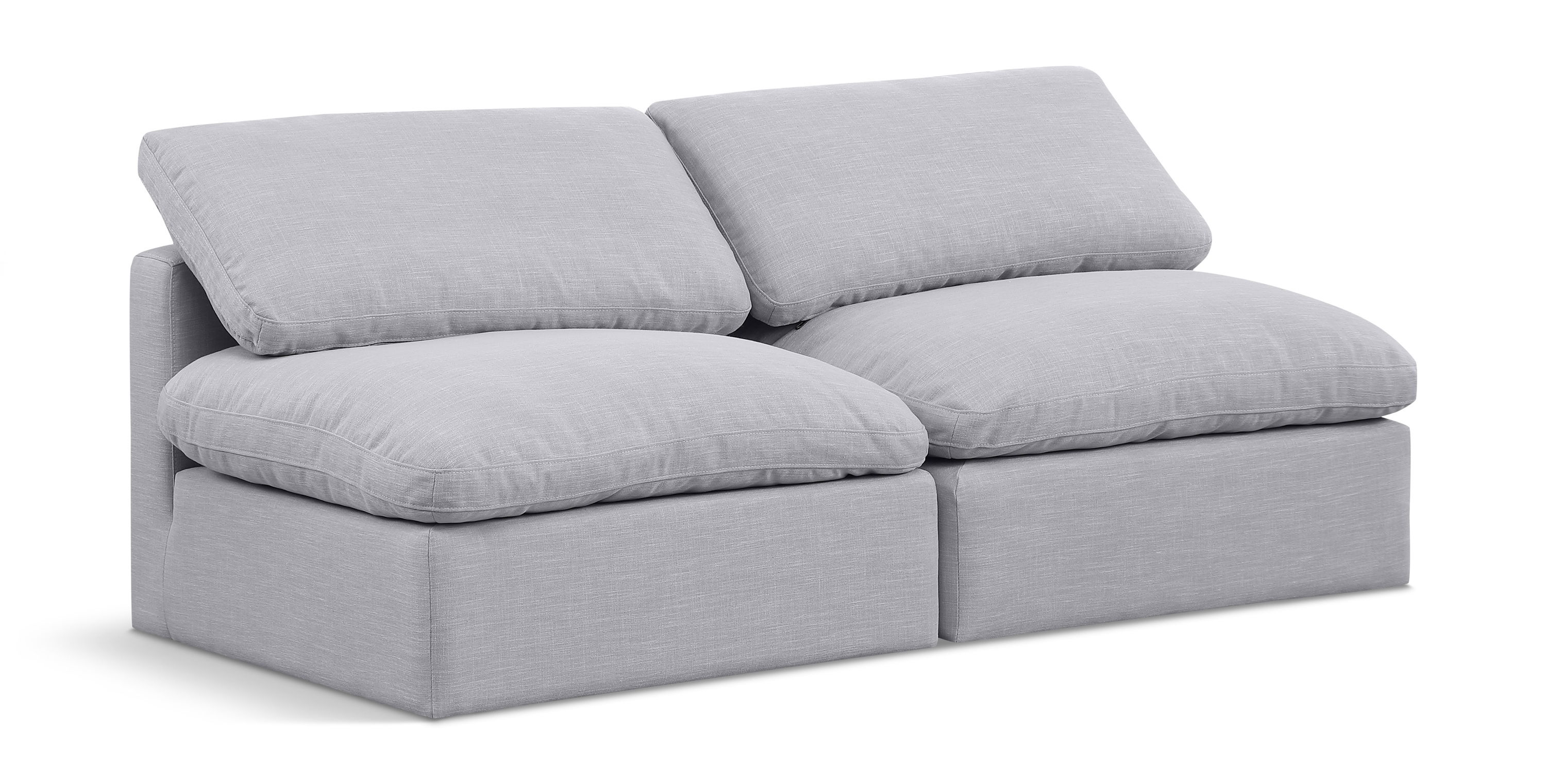 Indulge - Linen 2 Seat Modular Armless Sofa - Gray