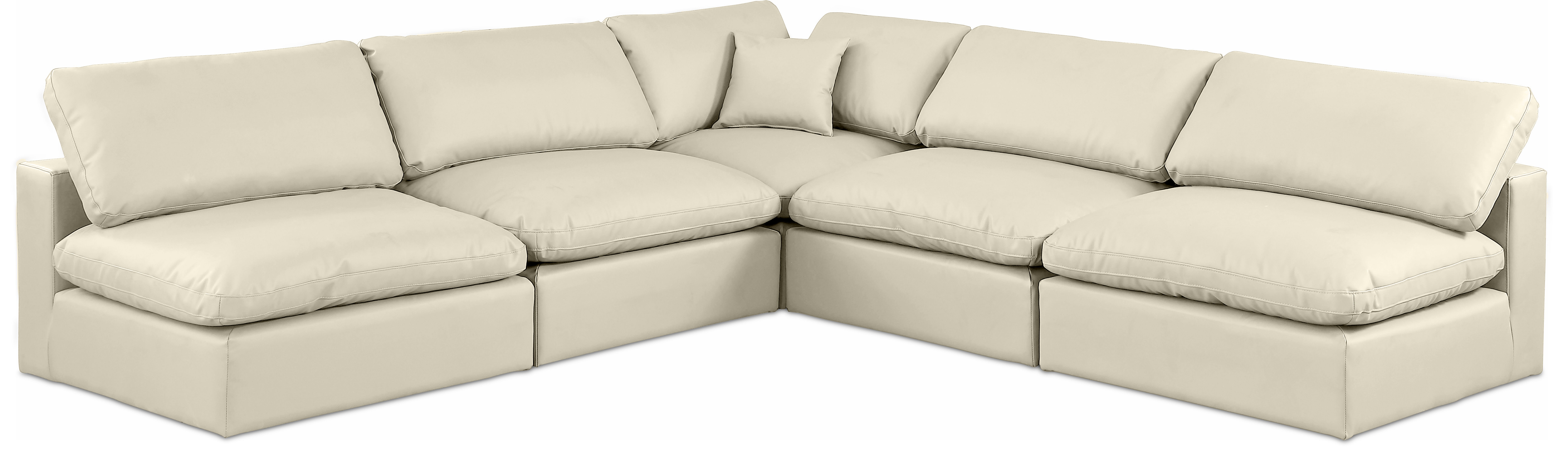 Comfy - 5 Piece Faux Leather Modular Corner Armless Sectional - Cream