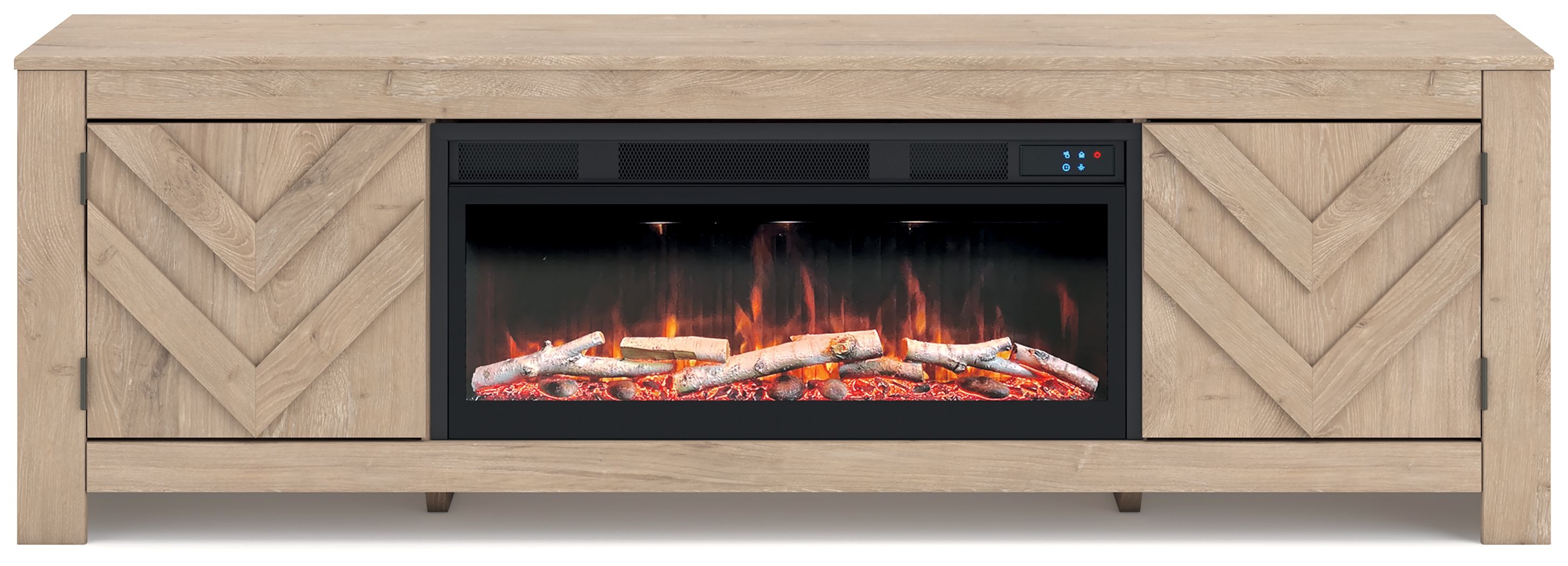 Cayboni - 71" TV Stand With Electric Fireplace - Tan