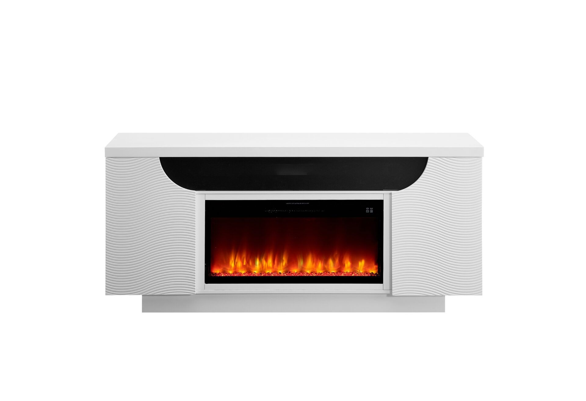 Aileen - 76" Entertainment Unit With LED, Speakers, Crystal Inserts And Pop Up Center Doors - White