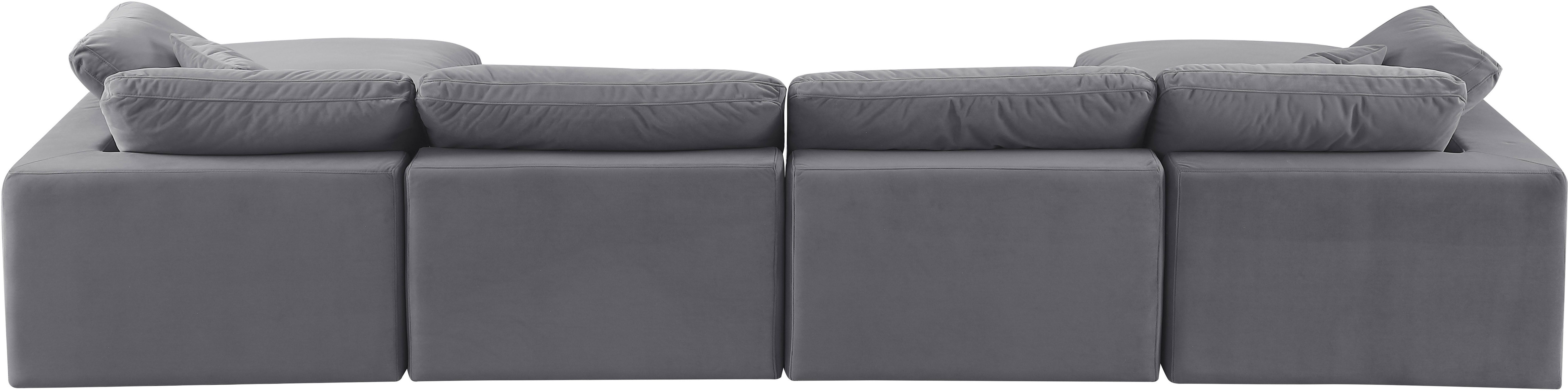 Comfy - 6 Piece Velvet Modular Double Chaise Sectional - Dark Gray