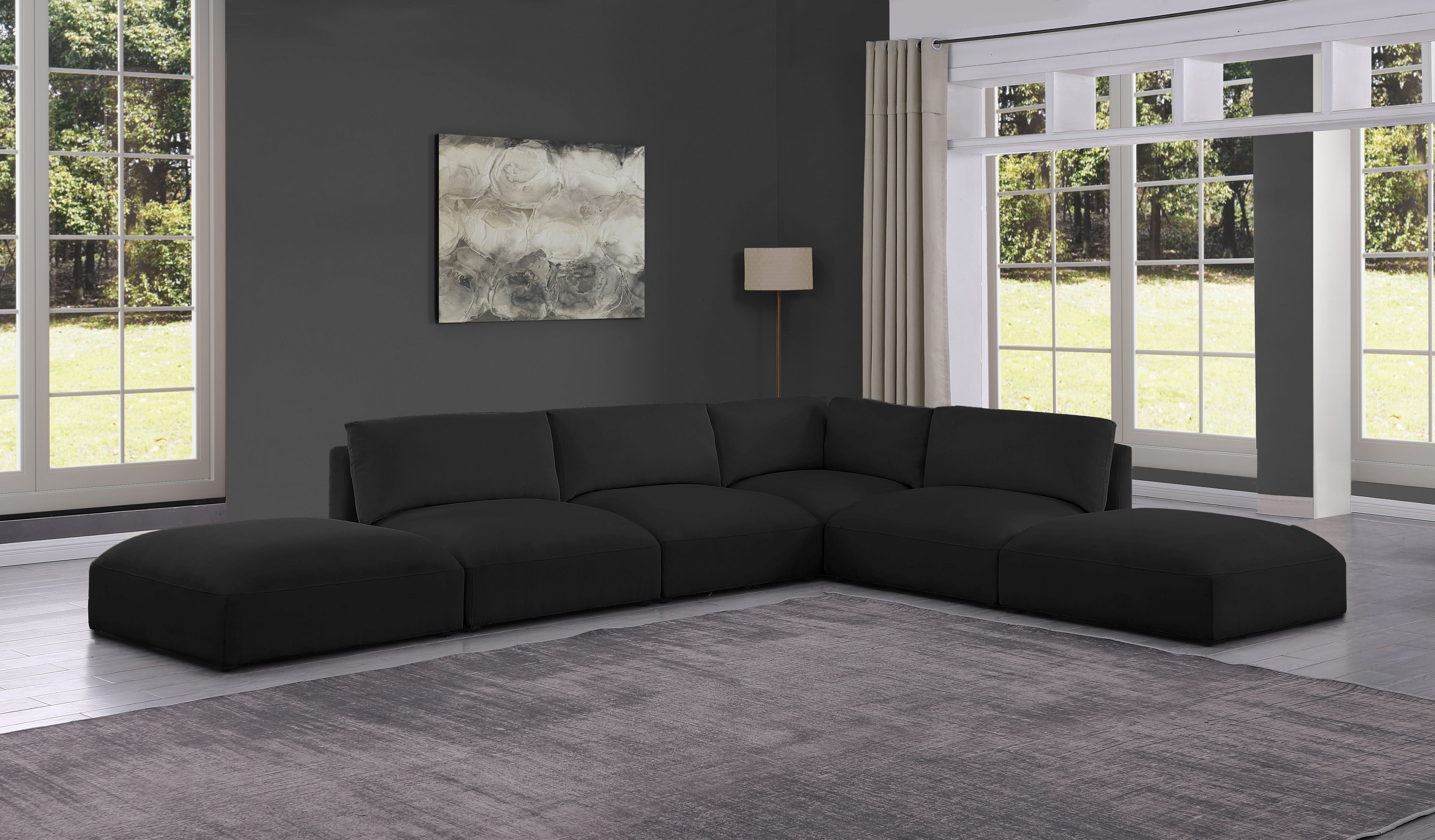 Ease - 7 Piece Modular Sectional - Black