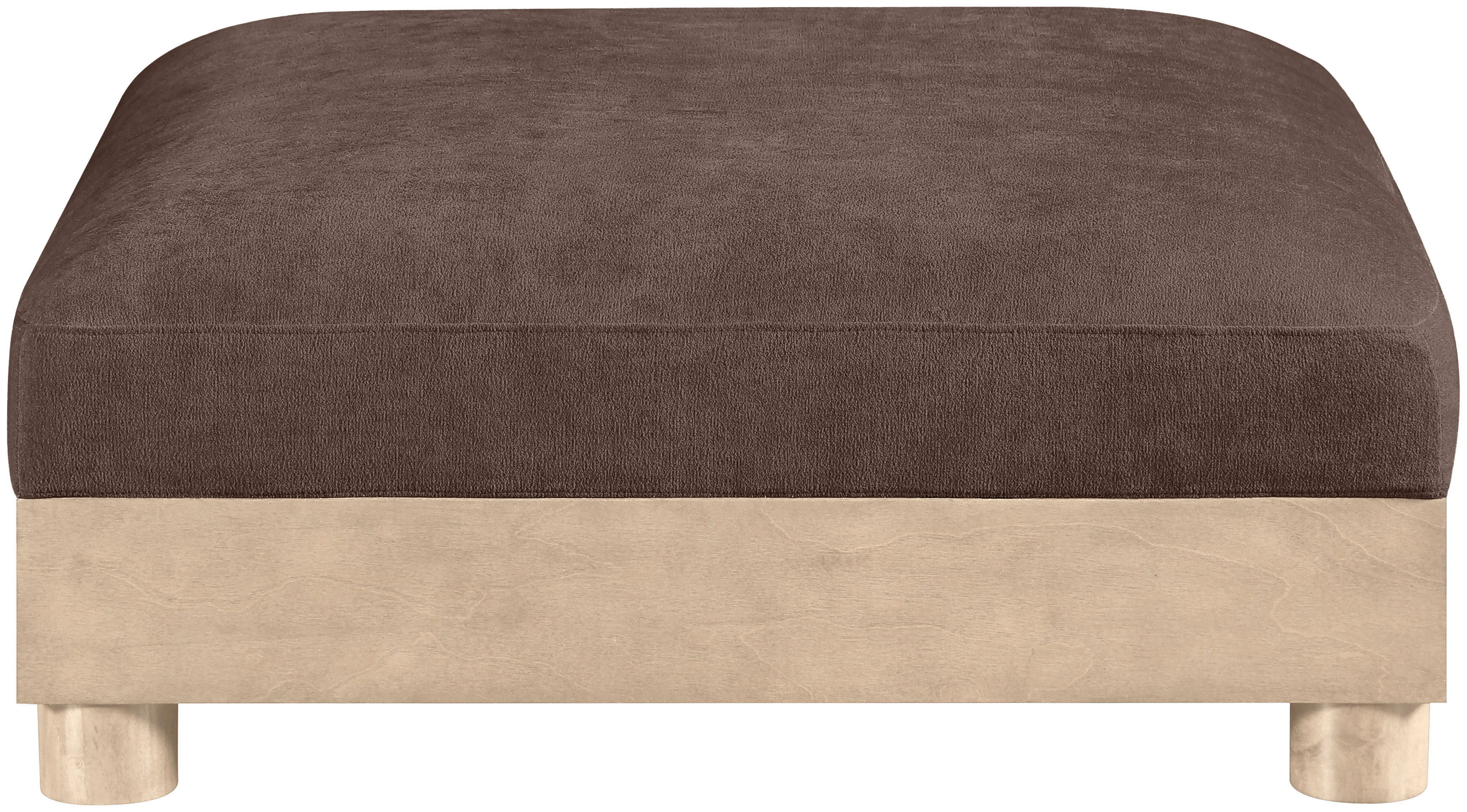 Turin - Chenille Fabric Upholstered Modular Ottoman - Brown / Natural Oak