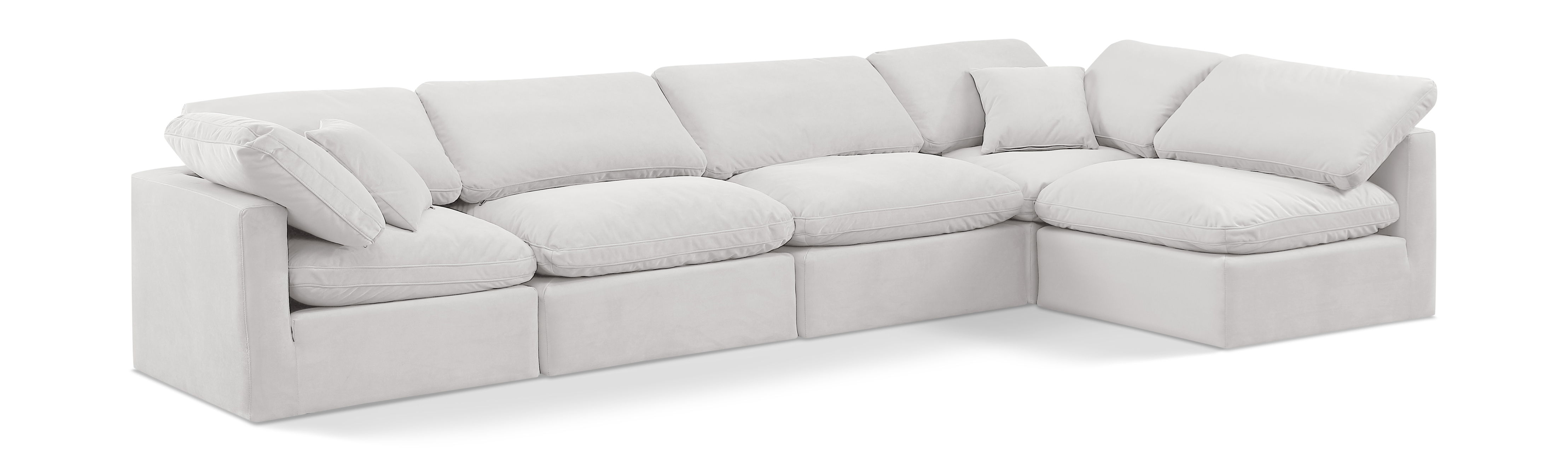 Indulge - Velvet 5 Piece Modular Sectional - Off White