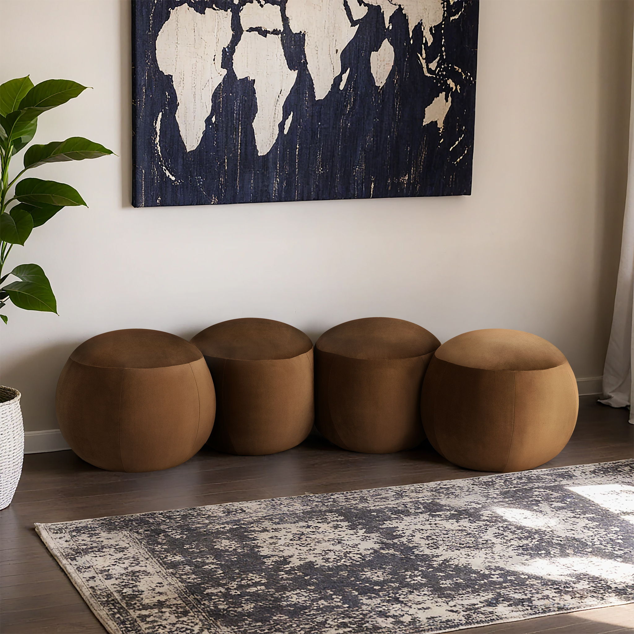 Apollo - 65" Velvet Bench - Saddle