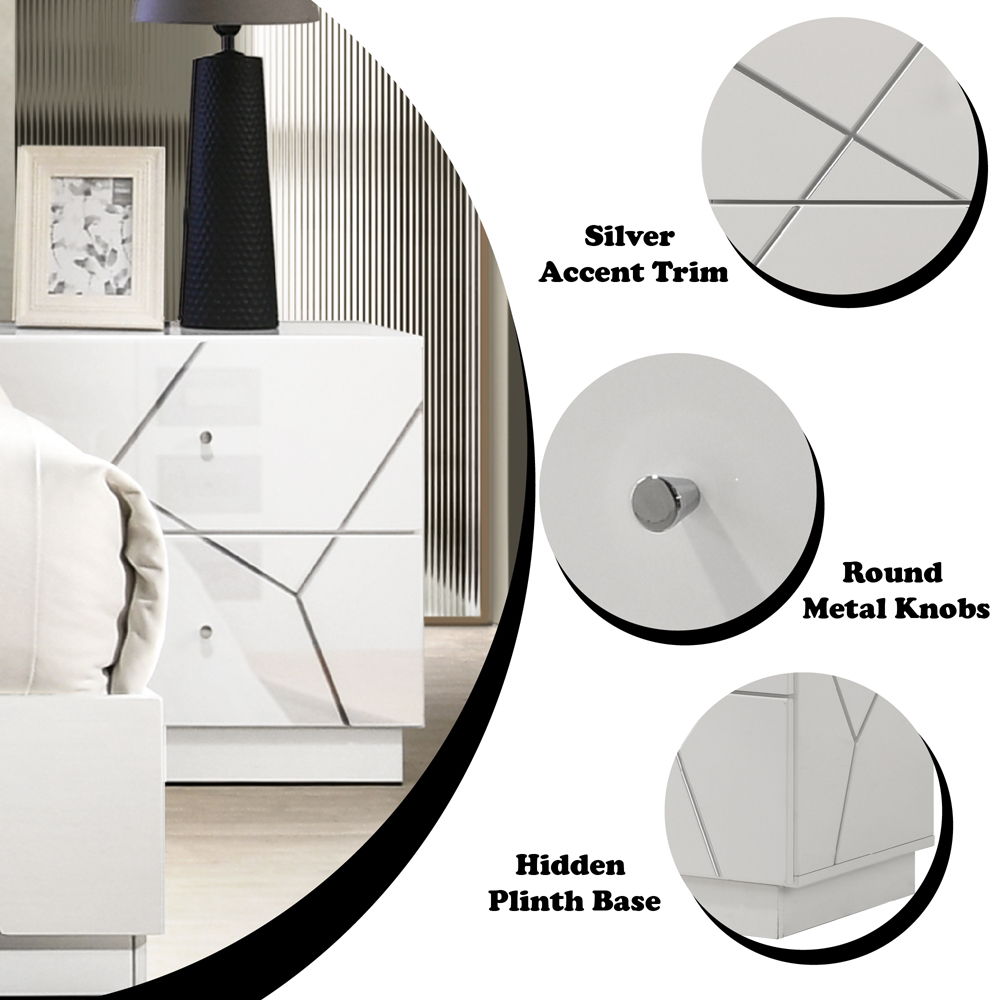 Esther - Nightstand - White / Silver, white, view 8
