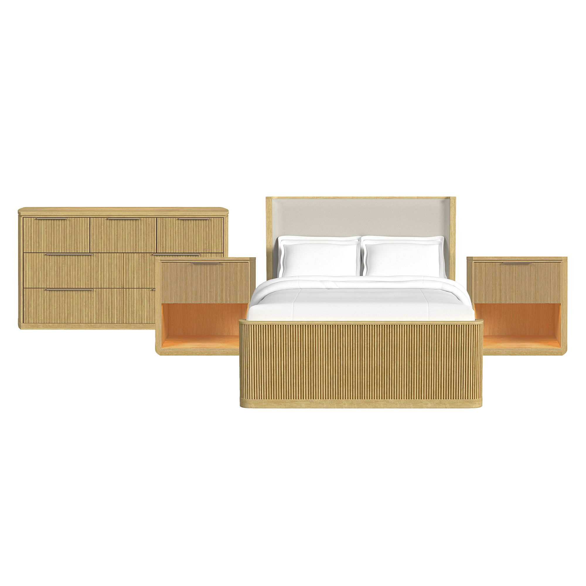 Queen · 4 Pc · Bedroom Set With 2 Nightstands & Dresser