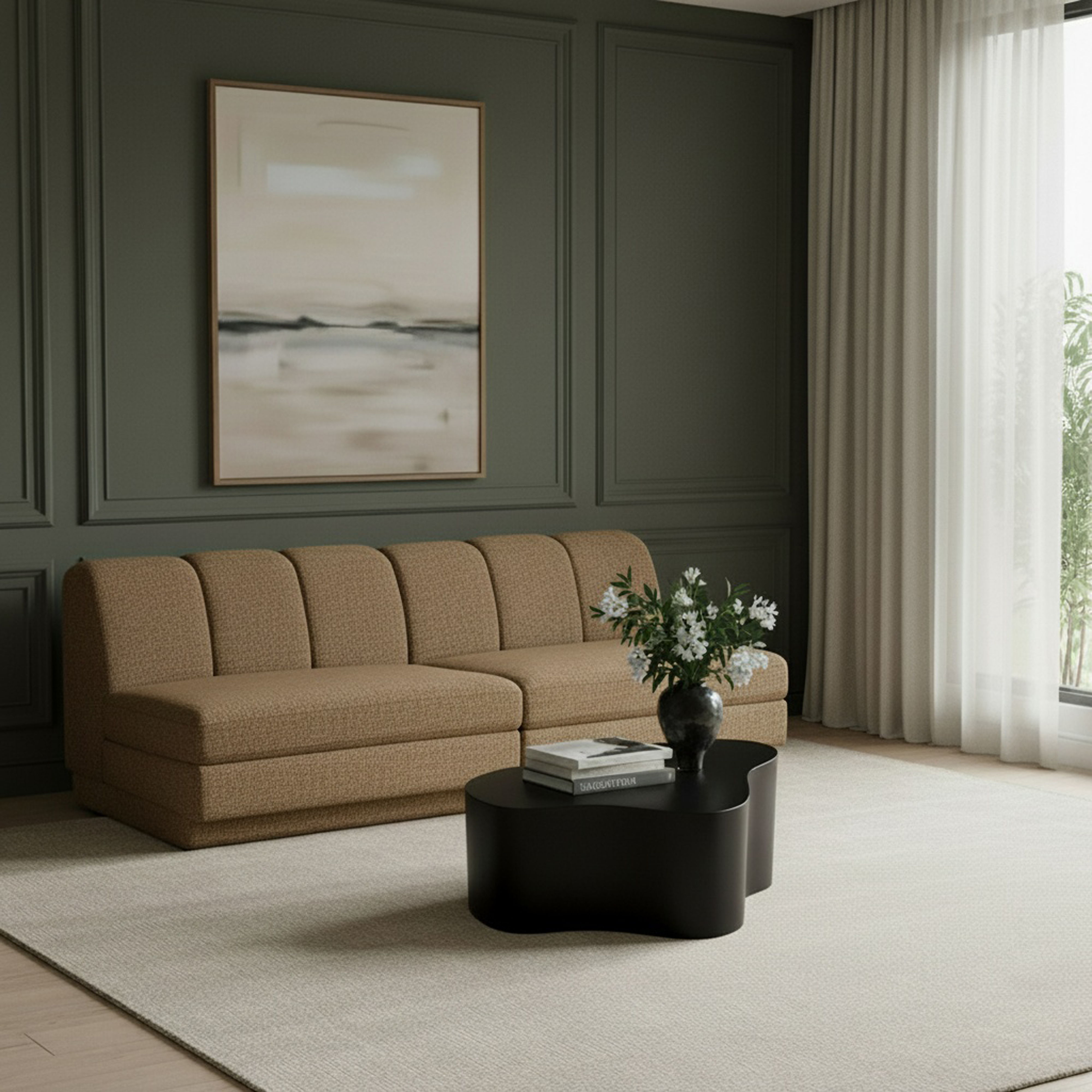 Modari - Fabric Upholstered 2 Piece Modular Sofa - Brown