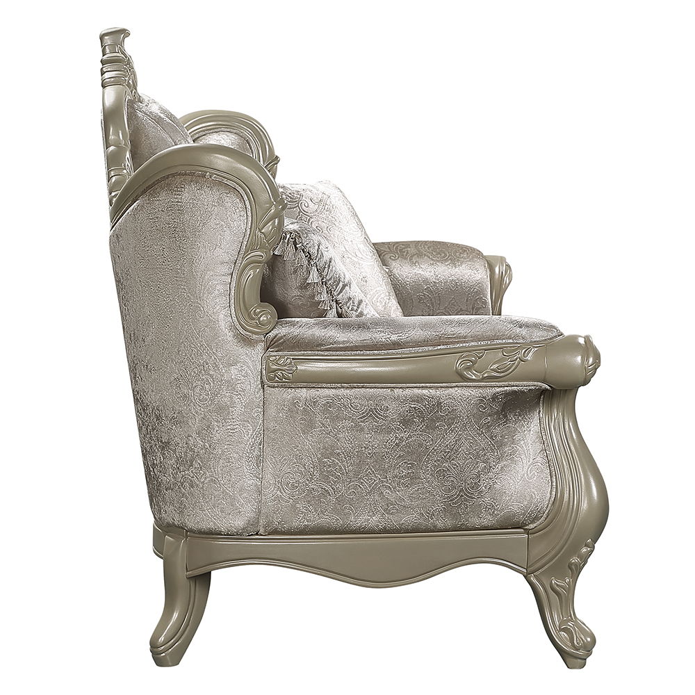 Libertee - Loveseat With 3 Pillows - Beige Fabric & Champagne, silver, view 3