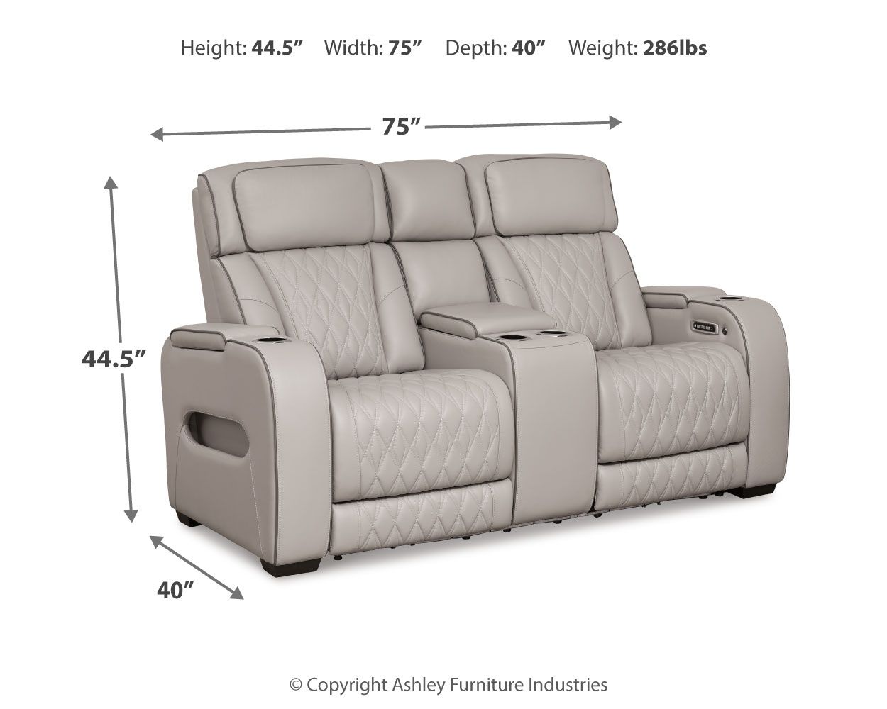 Ashley Furniture Boyington - Power Reclining Loveseat with Console/Adj Hdrst - Gray - Image 4