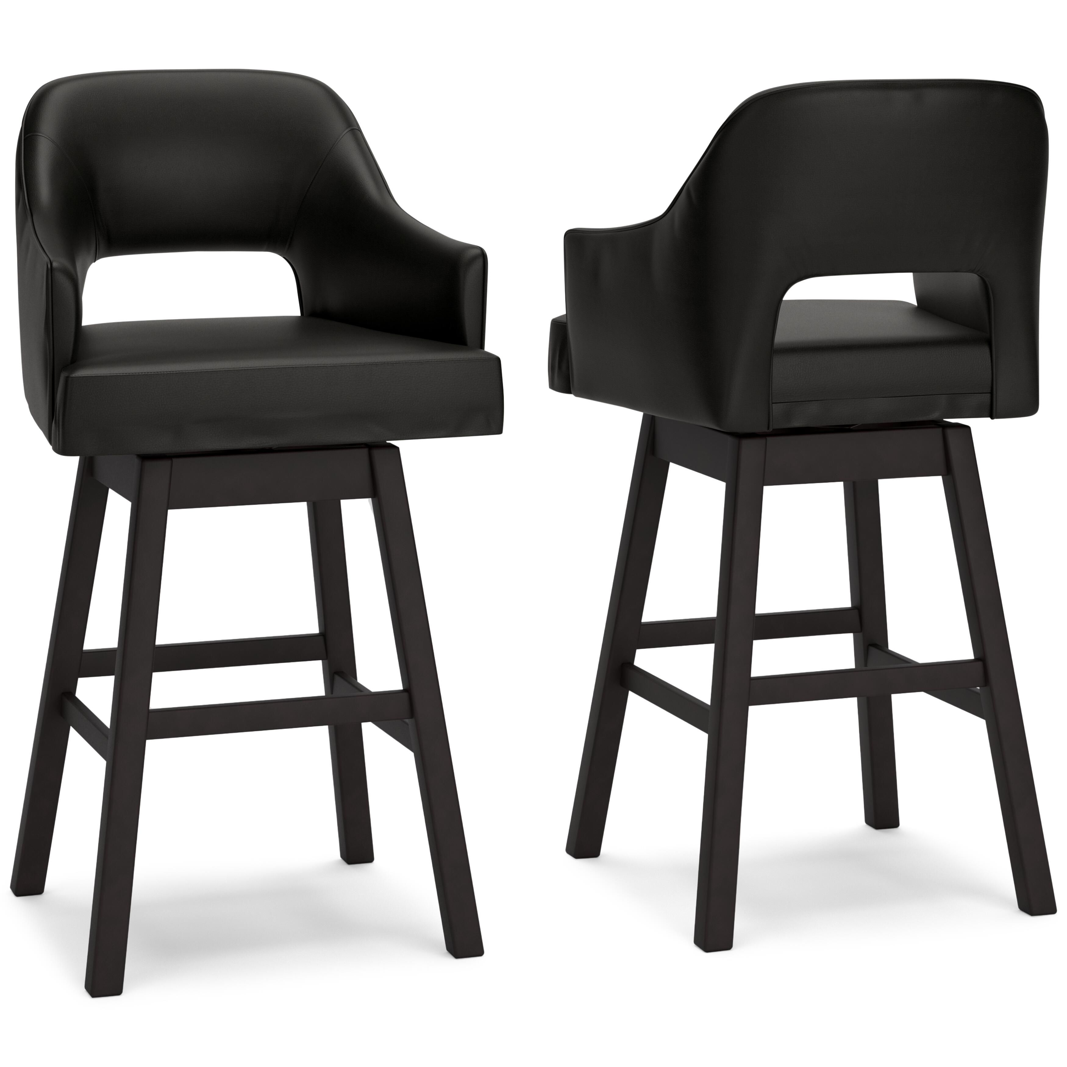 Tallenger – Tall UPH Swivel Barstool(Set of 2) – Black / Dark Brown
