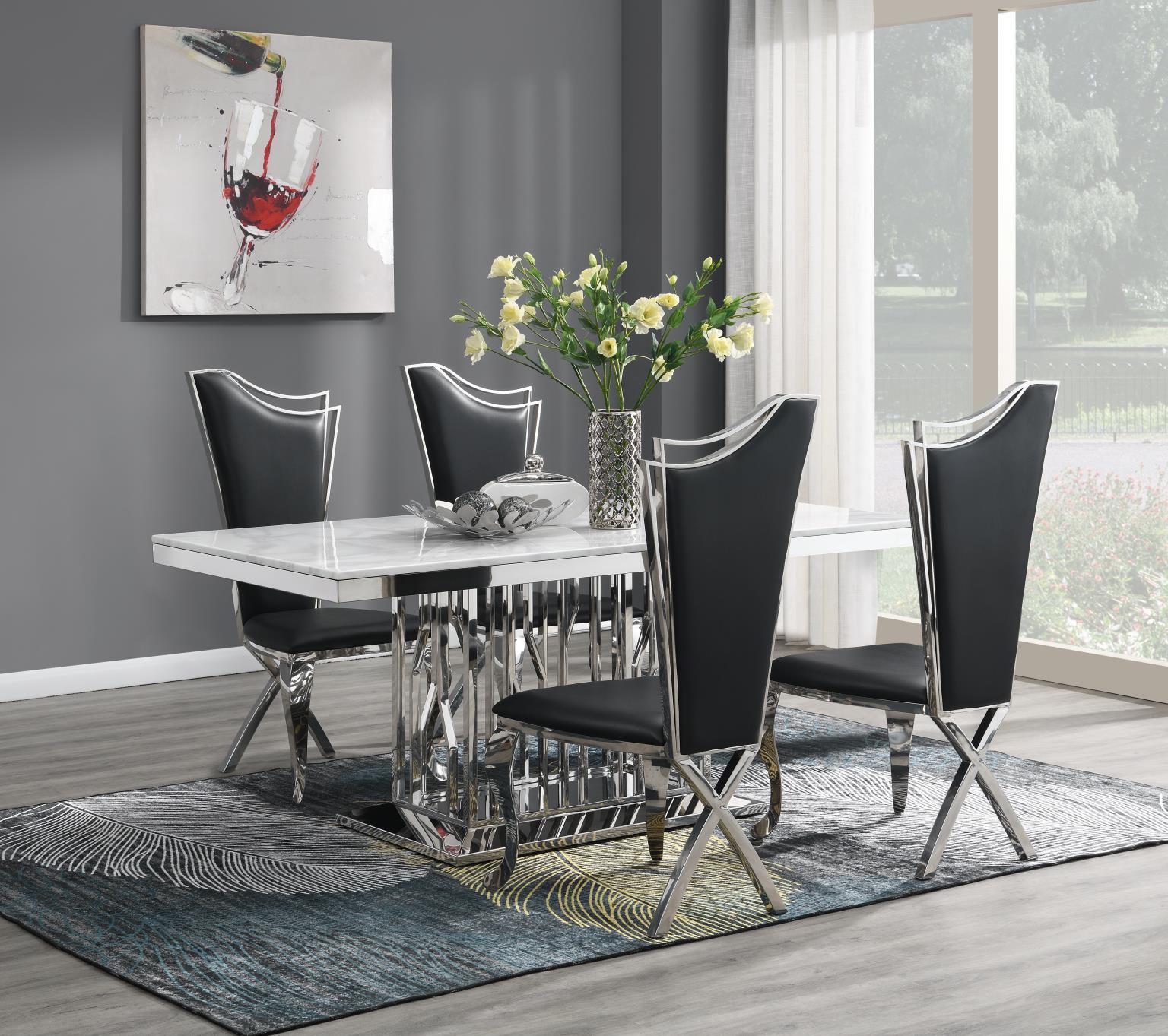 5 Pc · Table, 4 Leather Chairs
