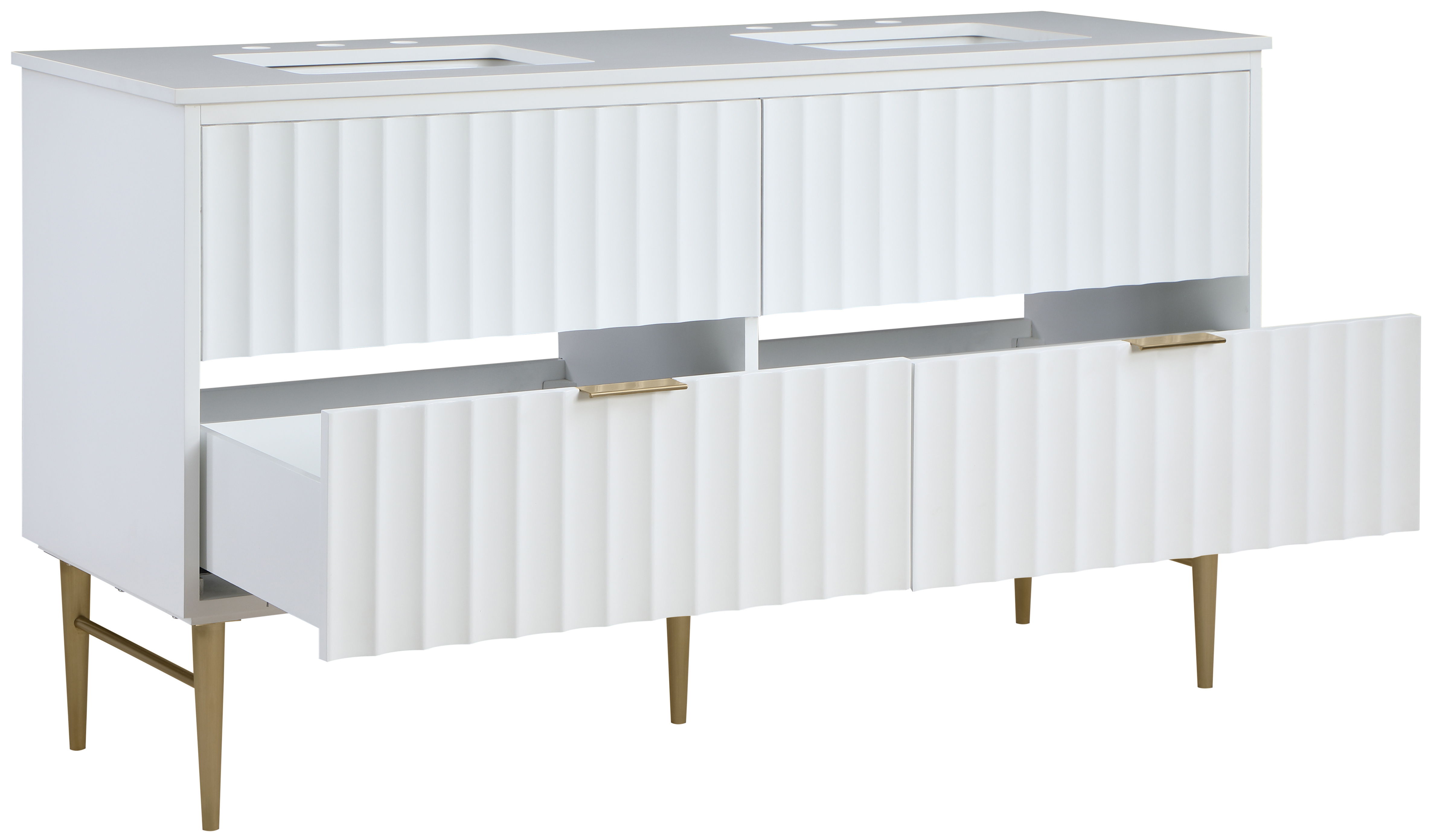 Modernist - 60" Bathroom Vanity With Gold Legs - White