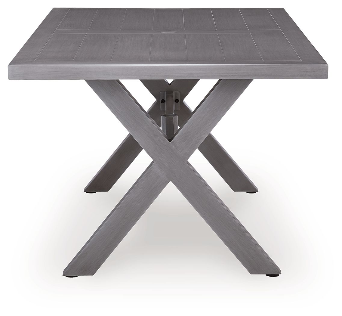 Ashley Furniture Half Moon Beach - Rectangular Dining Table With Umbrella Option - Gray - Image 4